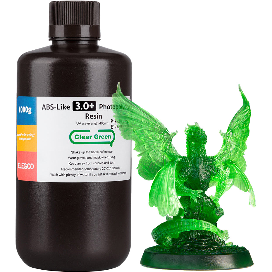Фотополімерна смола для 3D принтера ELEGOO ABS-Like 3.0+, 1кг, Clear Green (50.103.0227)