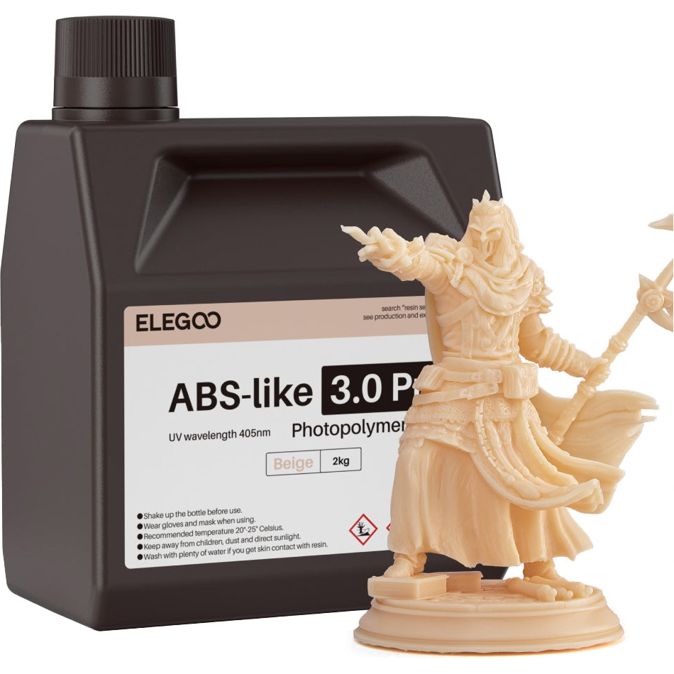 Фотополімерна смола для 3D принтера ELEGOO ABS-Like 3.0 Pro, 2кг, Beige (50.103.0249)