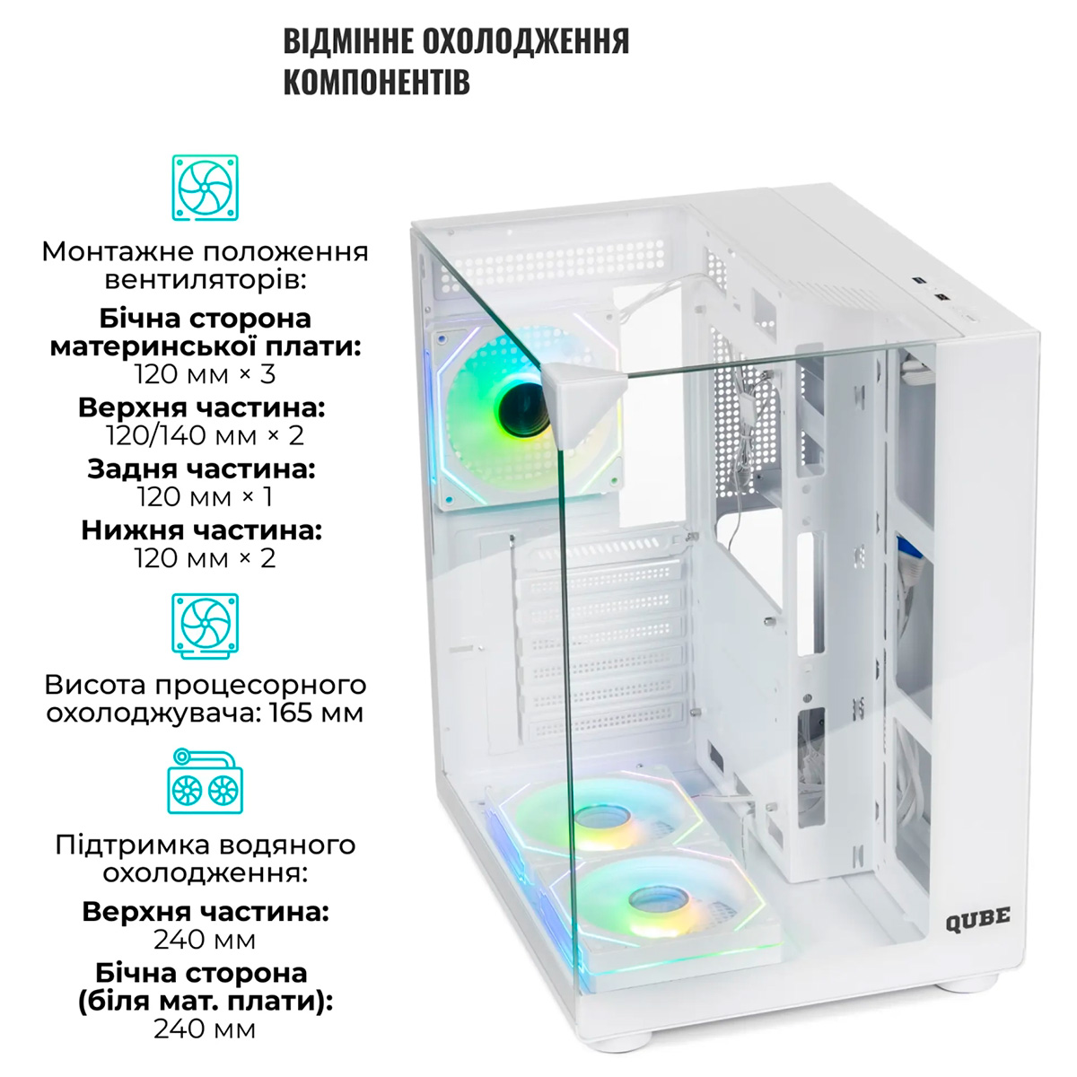 Корпус QUBE Aquarium ARGB White (AQUARIUM_GWNU3)