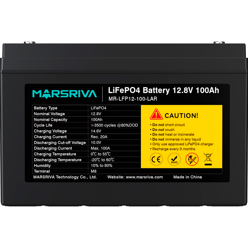 Аккумуляторная батарея MARSRIVA LiFePO4 12.8V 100Ah (12.8В, 100Ач) (MR-LFP12-100-LAR)