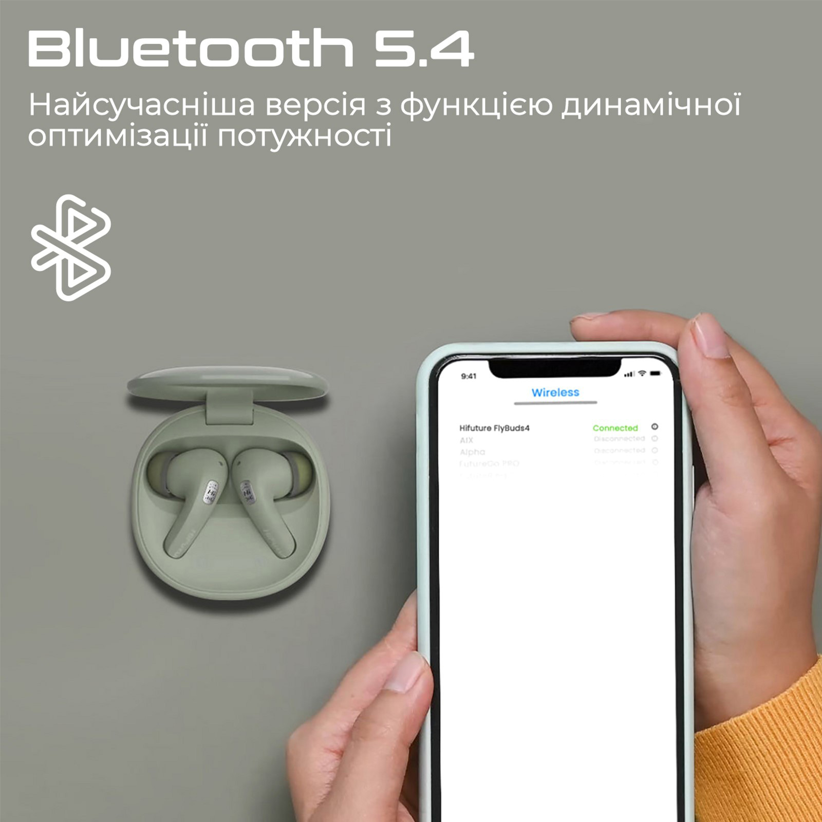 Навушники HIFUTURE FlyBuds4 Sage Green