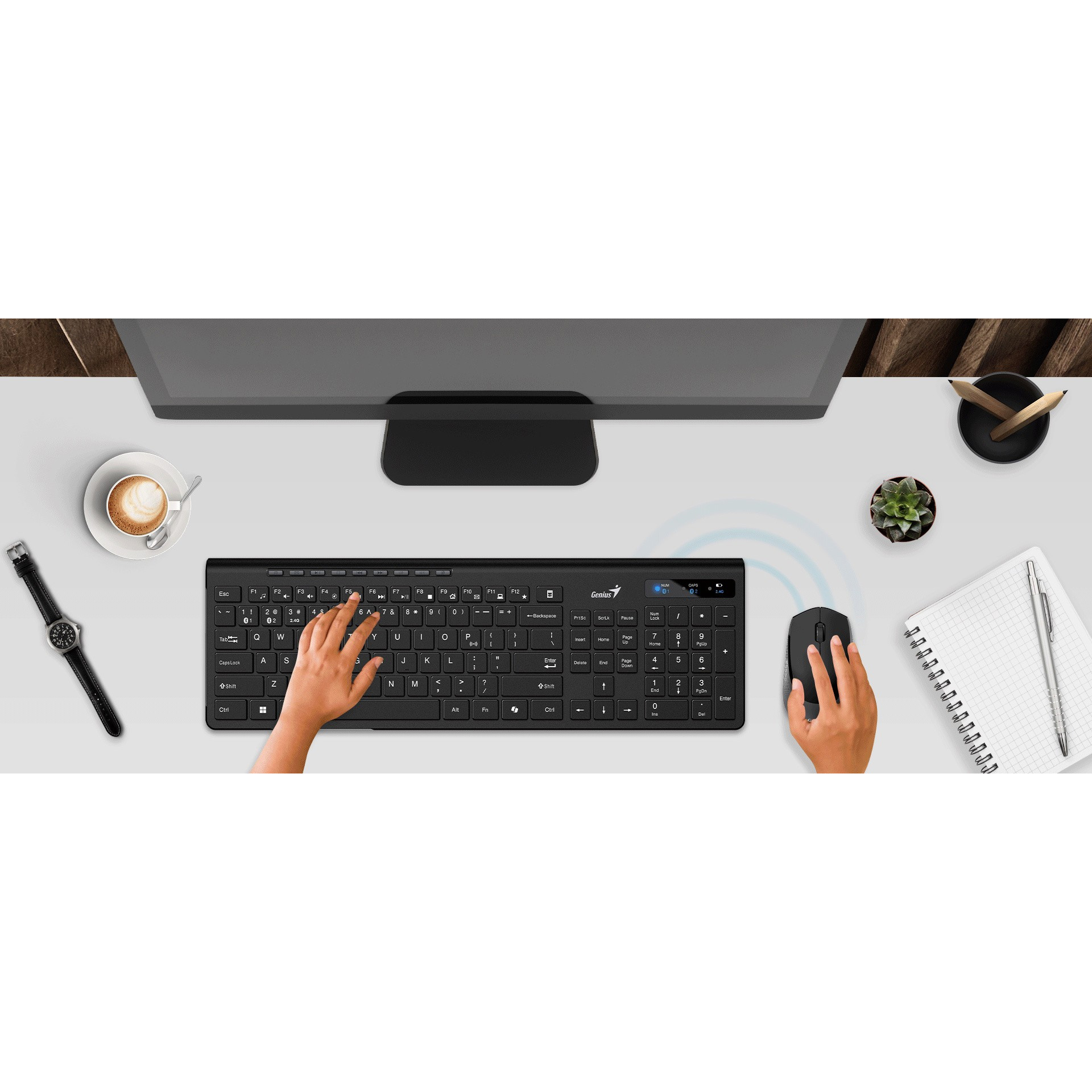Комплект бездротовий GENIUS SlimStar 8230 Black (31340015424)