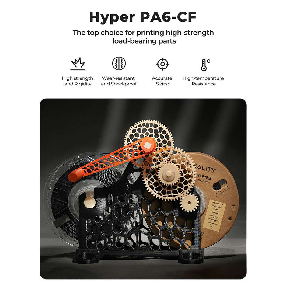 Пластик (філамент) для 3D принтера CREALITY Hyper PA6-CF 1.75mm, 1кг, Black (3301060034)