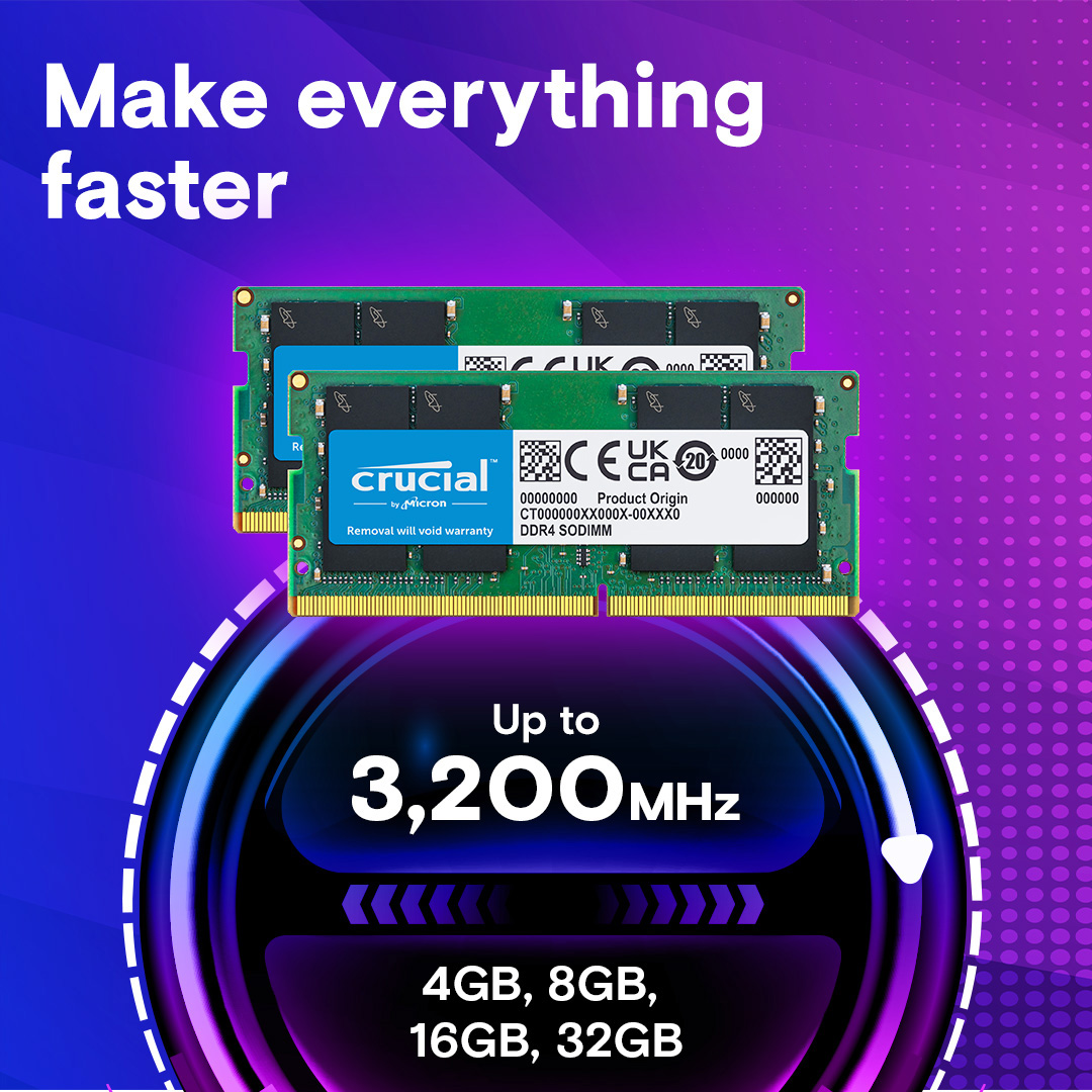 Модуль пам'яті CRUCIAL SO-DIMM DDR4 3200MHz 16GB Kit 2x8GB (CT2K8G4SFRA32A)
