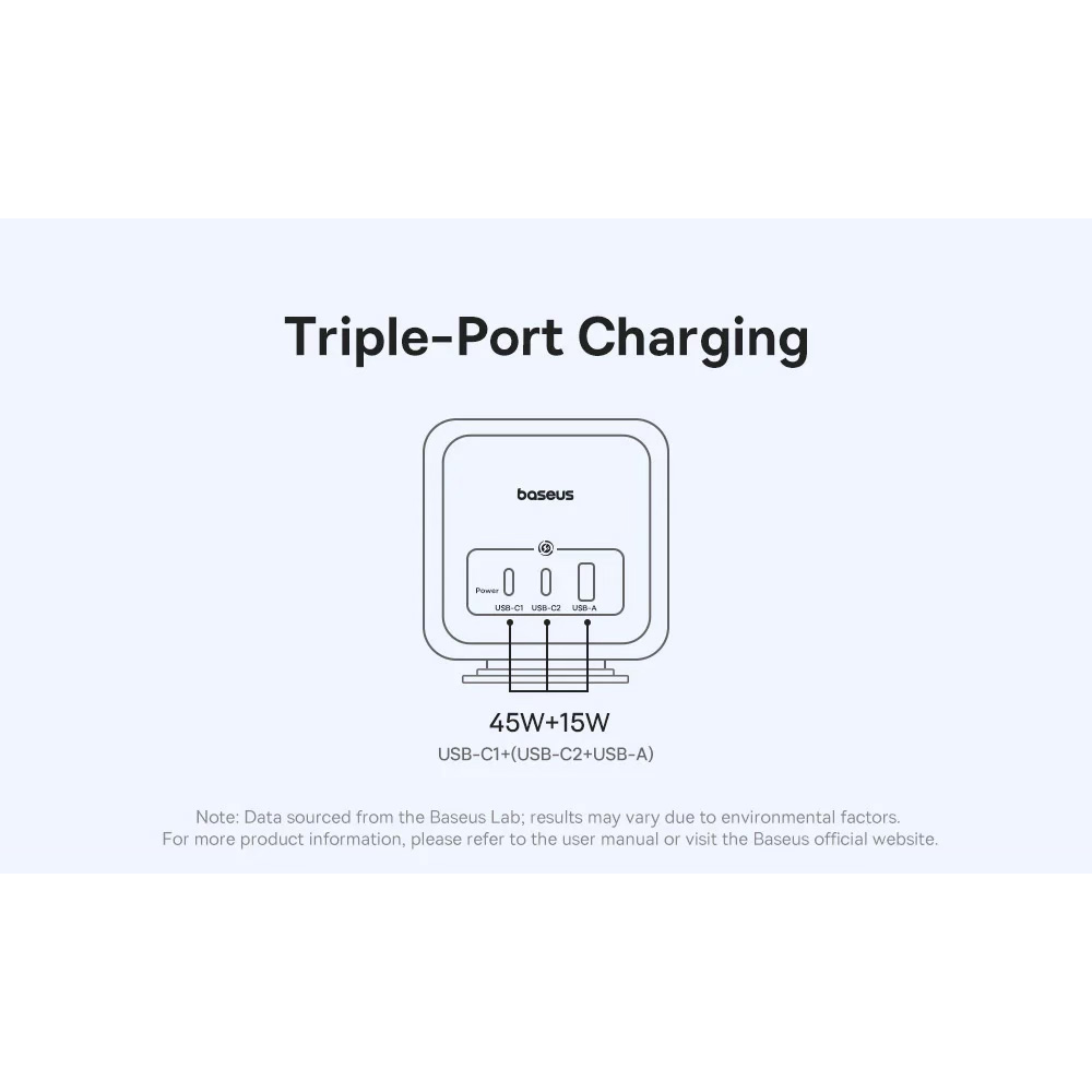 Сетевой фильтр BASEUS EnerFill FA11 6-in-1 Charging Station 67W Black, 3 розетки, 2xUSB-C, 1xUSB, 1.5м