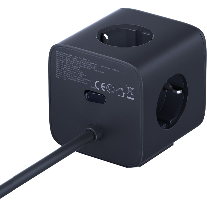 Сетевой фильтр BASEUS EnerFill FA11 6-in-1 Charging Station 67W Black, 3 розетки, 2xUSB-C, 1xUSB, 1.5м