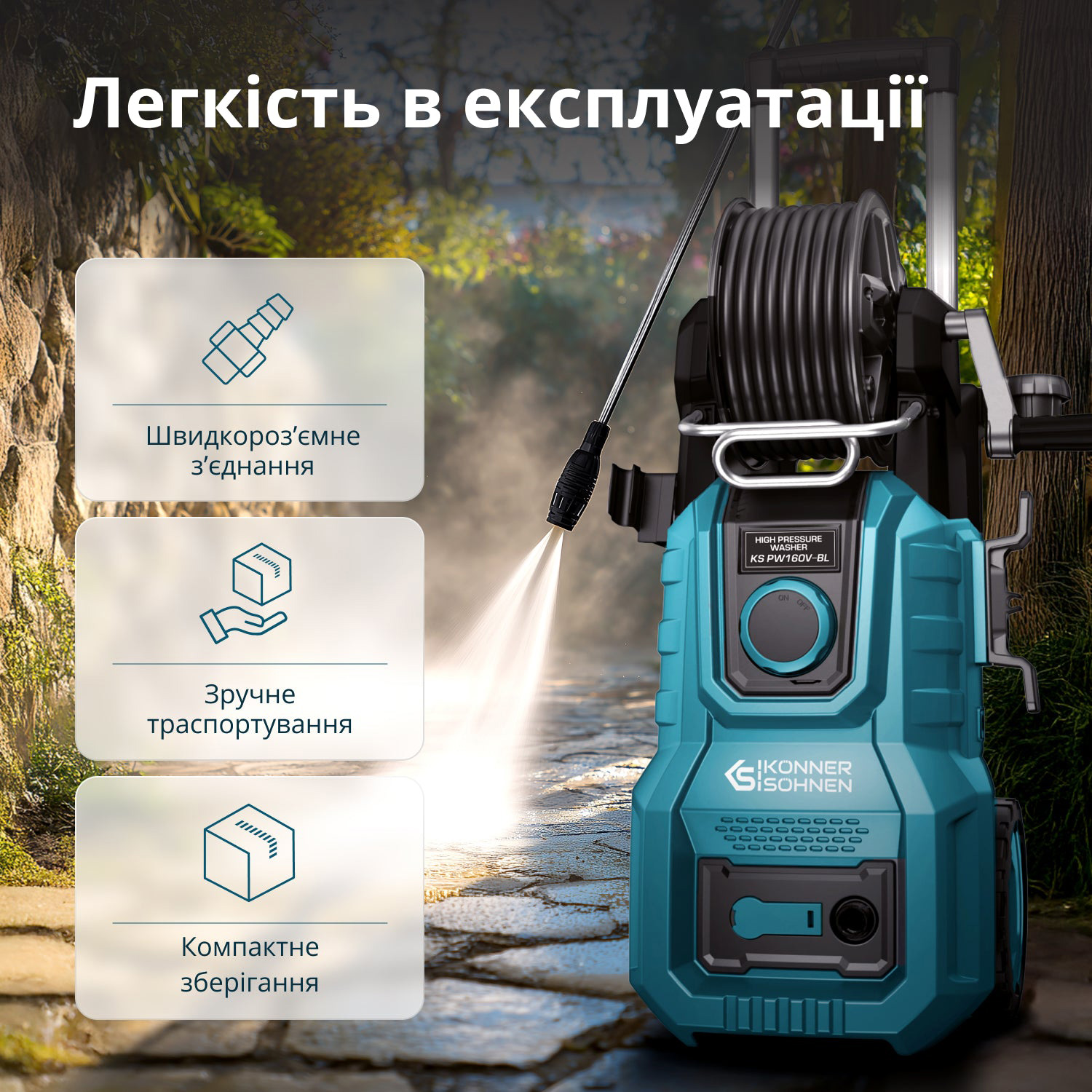 Мінімийка високого тиску KONNER&SOHNEN KS PW160V-BL