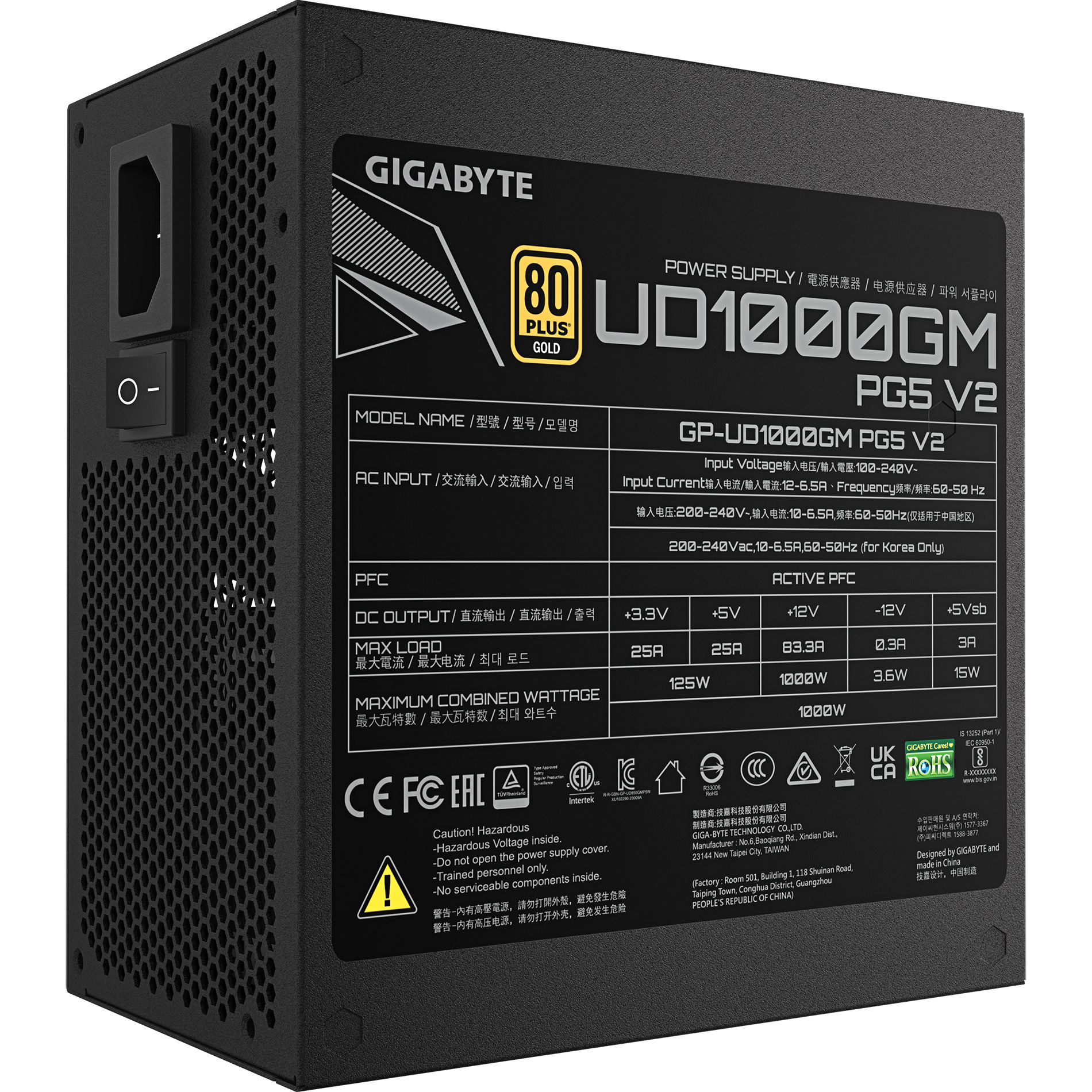 Блок живлення 1000W GIGABYTE UD1000GM PG5 V2 (GP-UD1000GM PG5 V2)