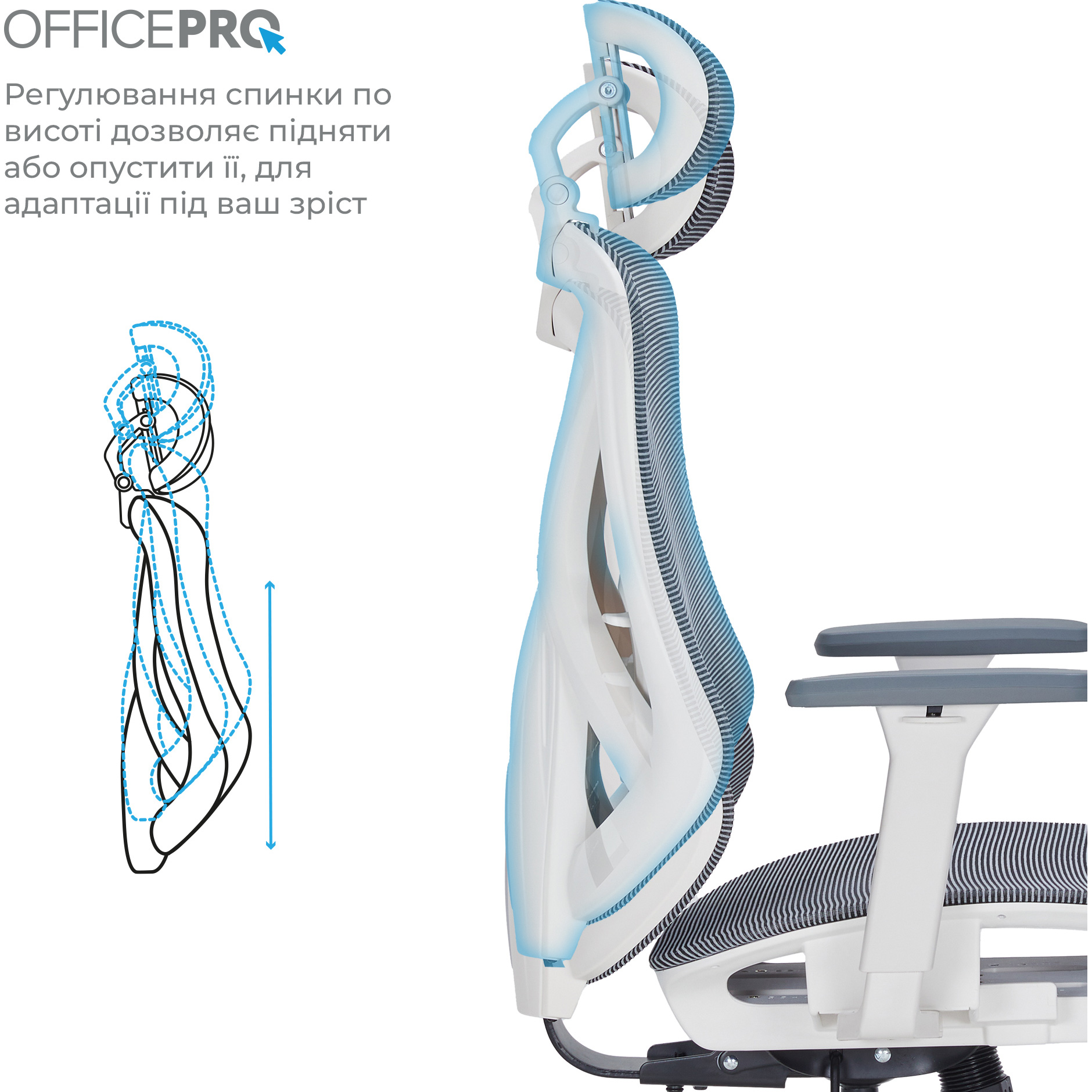 Кресло офисное OFFICEPRO Atlas OC630 White/Dark Gray