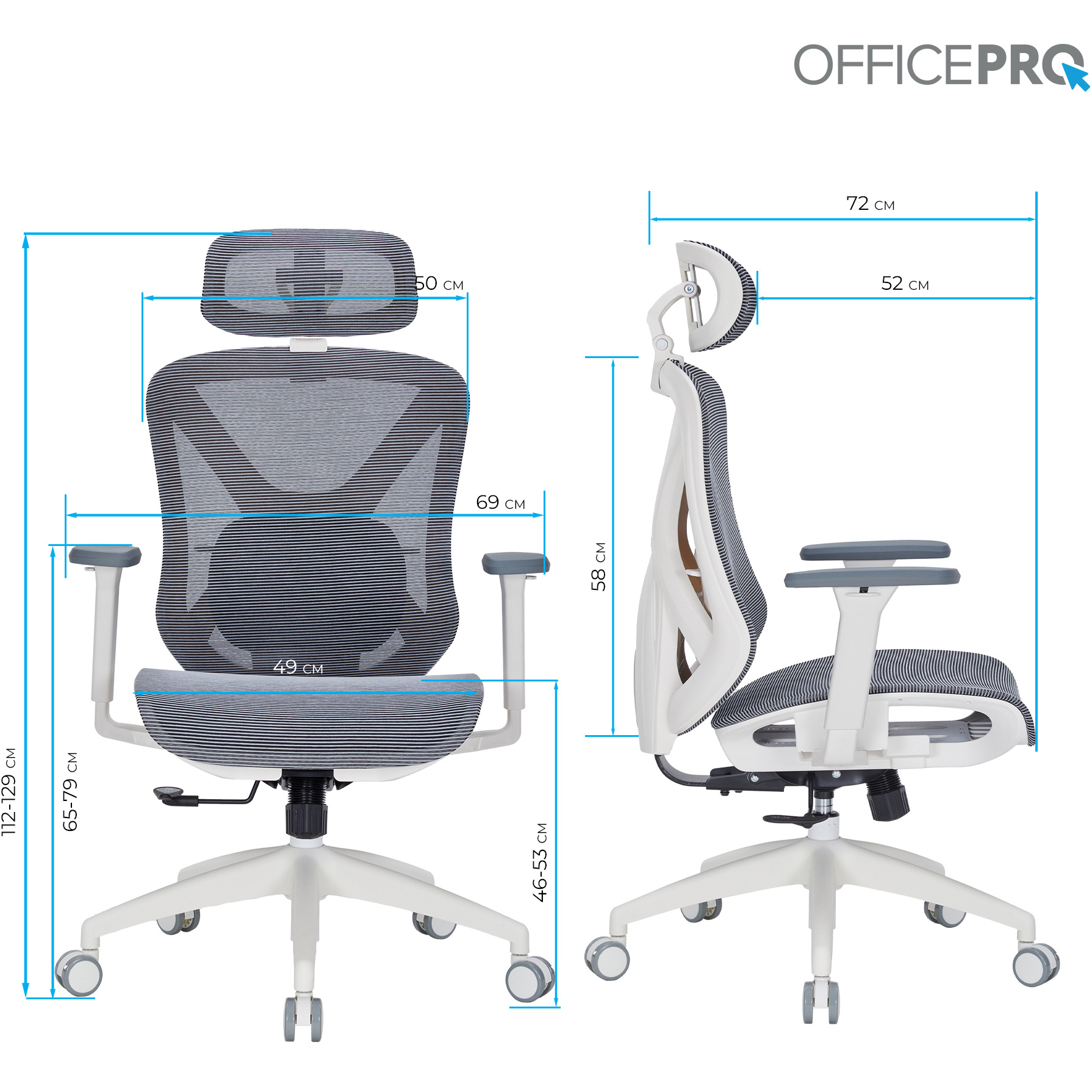Кресло офисное OFFICEPRO Atlas OC630 White/Dark Gray