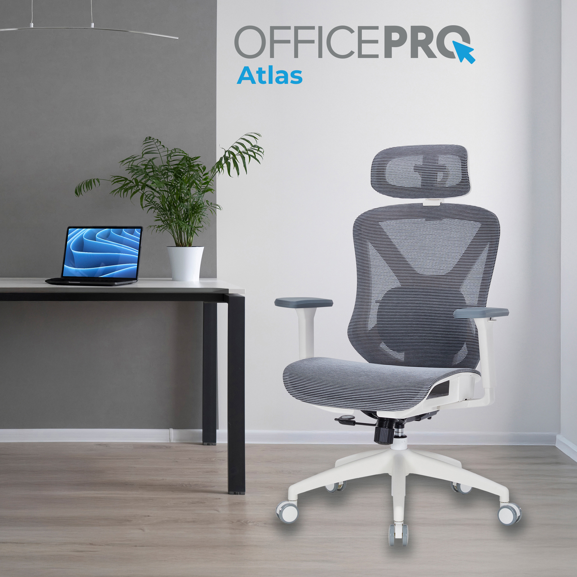 Кресло офисное OFFICEPRO Atlas OC630 White/Dark Gray