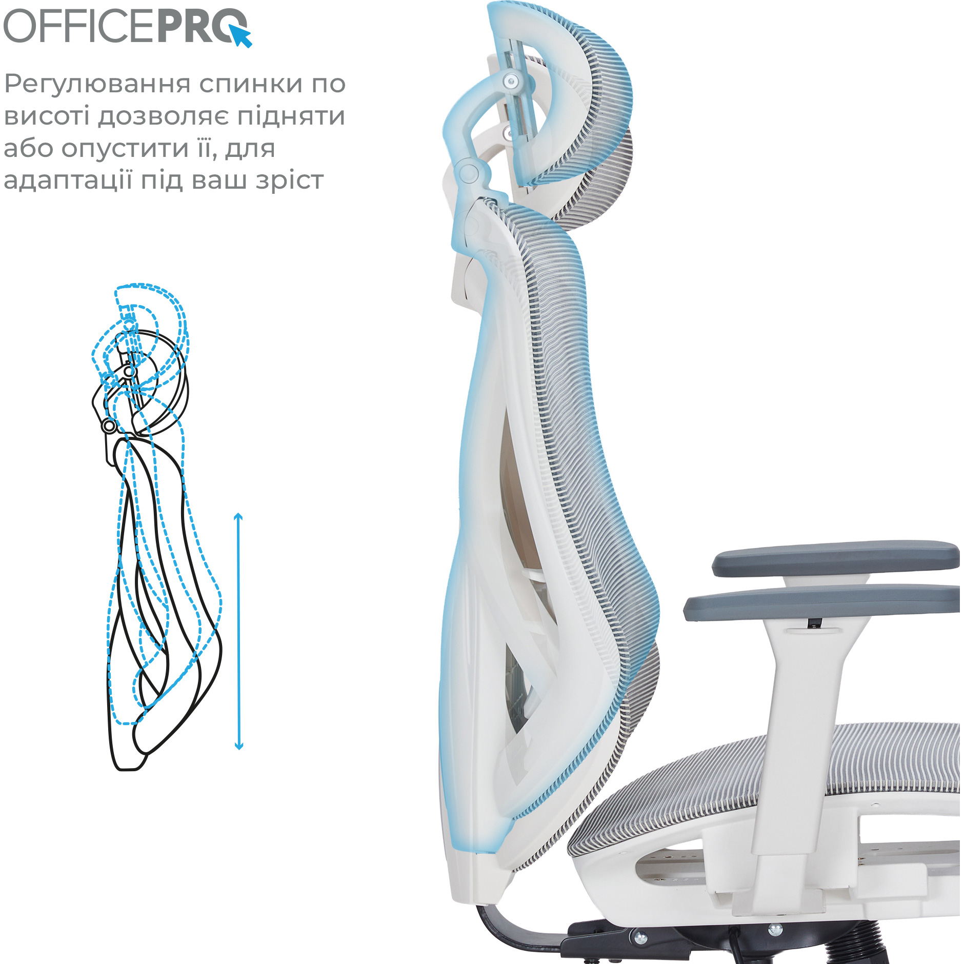 Кресло офисное OFFICEPRO Atlas OC630 White/Light Gray