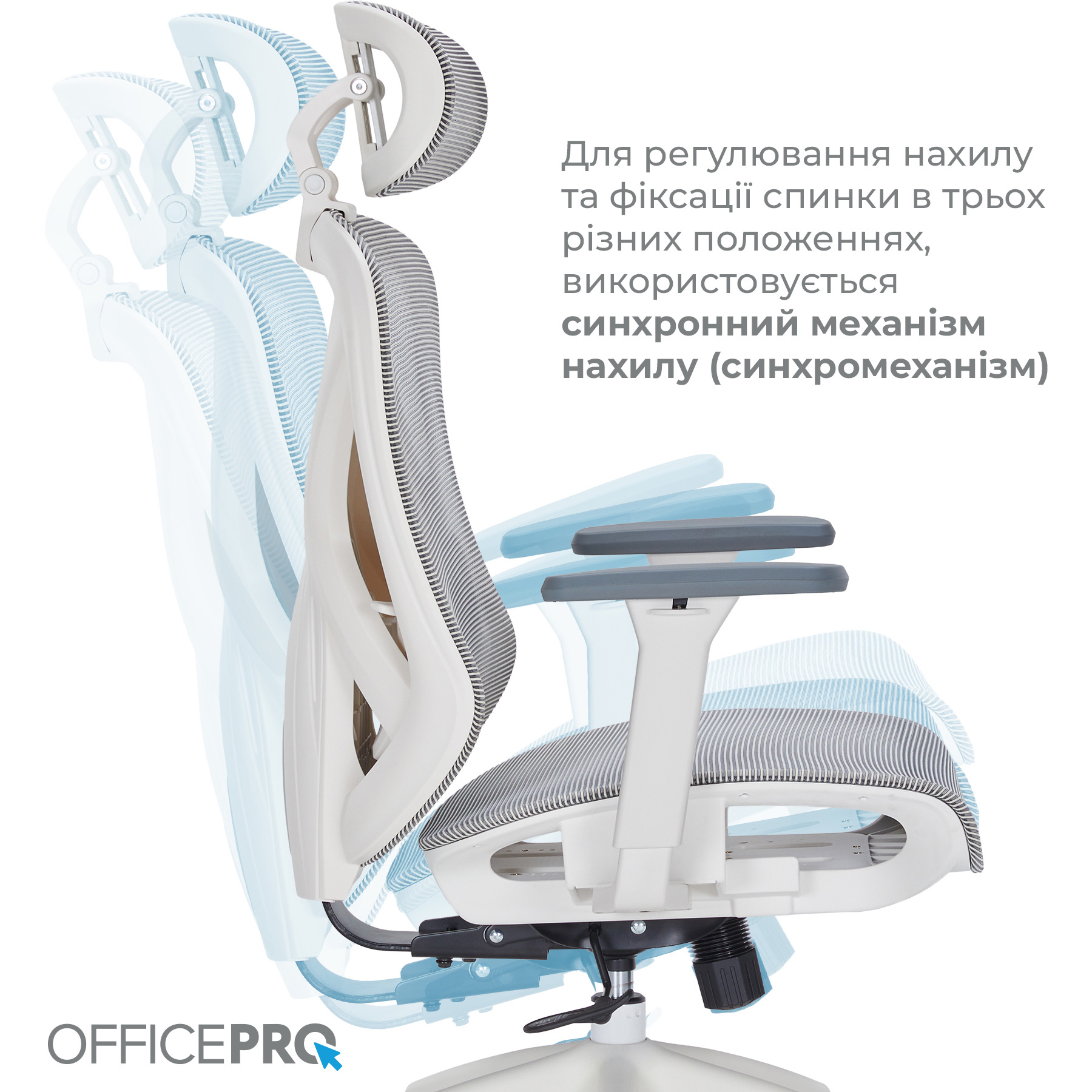 Кресло офисное OFFICEPRO Atlas OC630 White/Light Gray