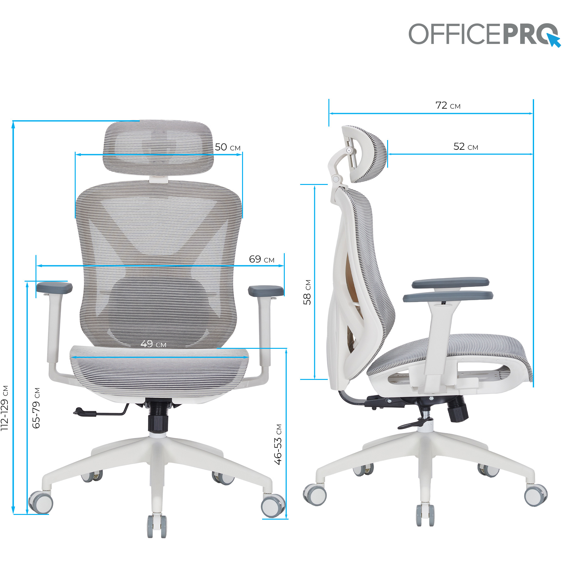 Кресло офисное OFFICEPRO Atlas OC630 White/Light Gray