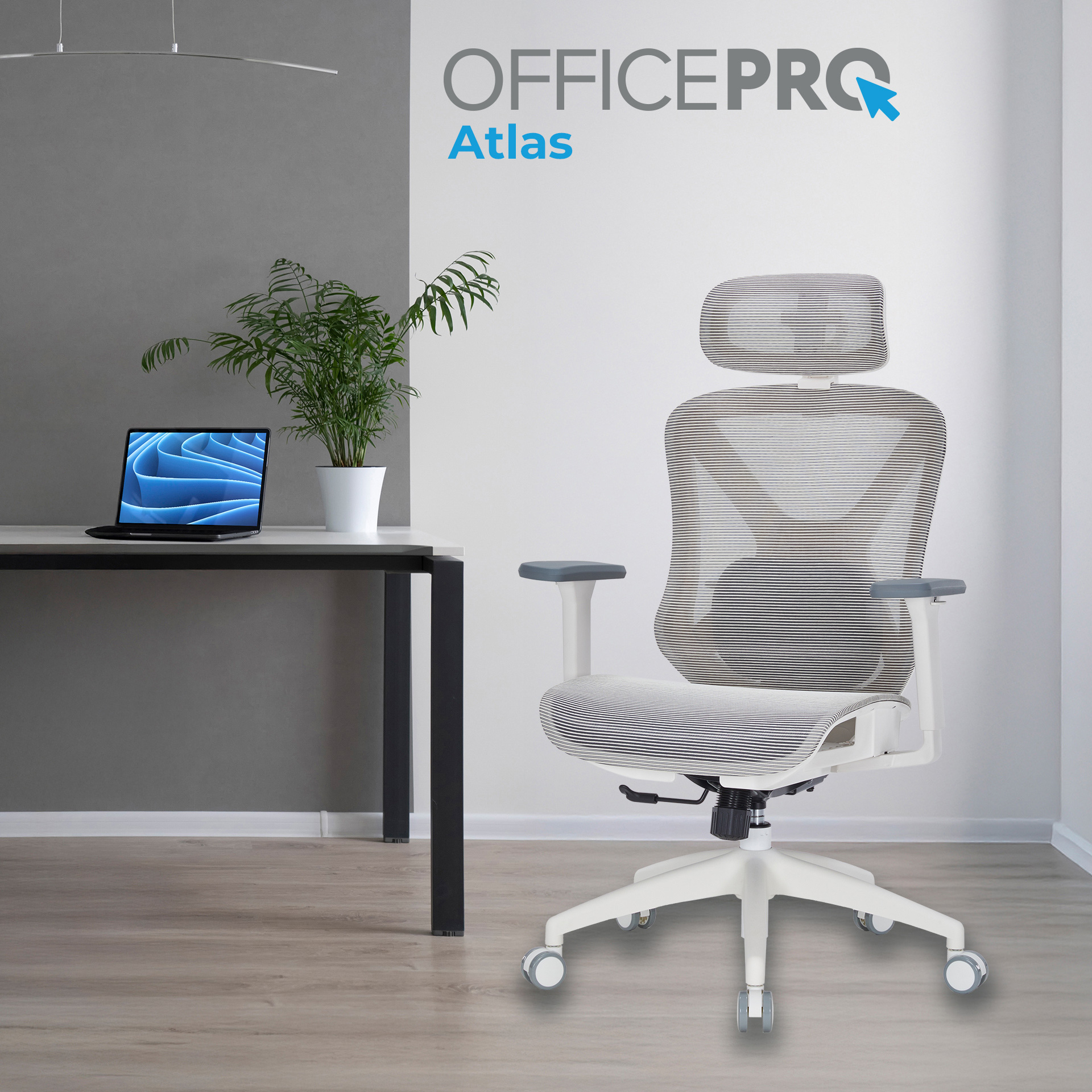 Кресло офисное OFFICEPRO Atlas OC630 White/Light Gray