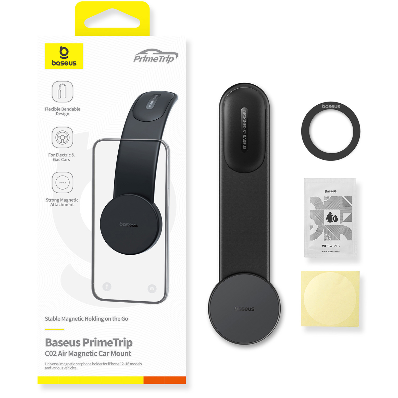 Автотримач для смартфона BASEUS PrimeTrip C02 Air Magnetic Car Mount Stick-on Type Black (C40182801113-01)