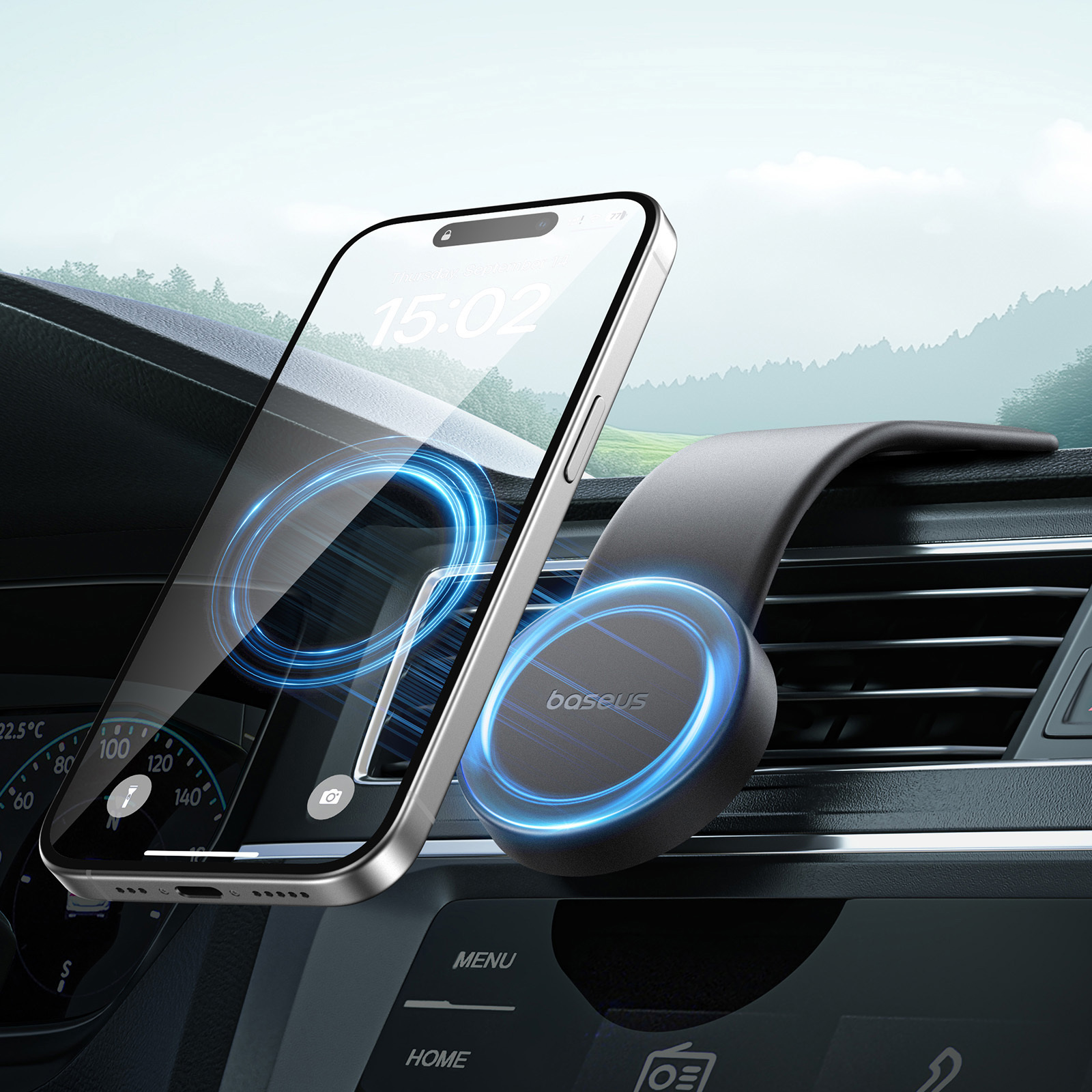 Автотримач для смартфона BASEUS PrimeTrip C02 Air Magnetic Car Mount Stick-on Type Black (C40182801113-01)