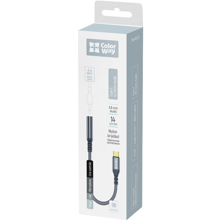 Адаптер COLORWAY USB-C to 3.5mm 0.14м Gray (CW-AD-CJ)