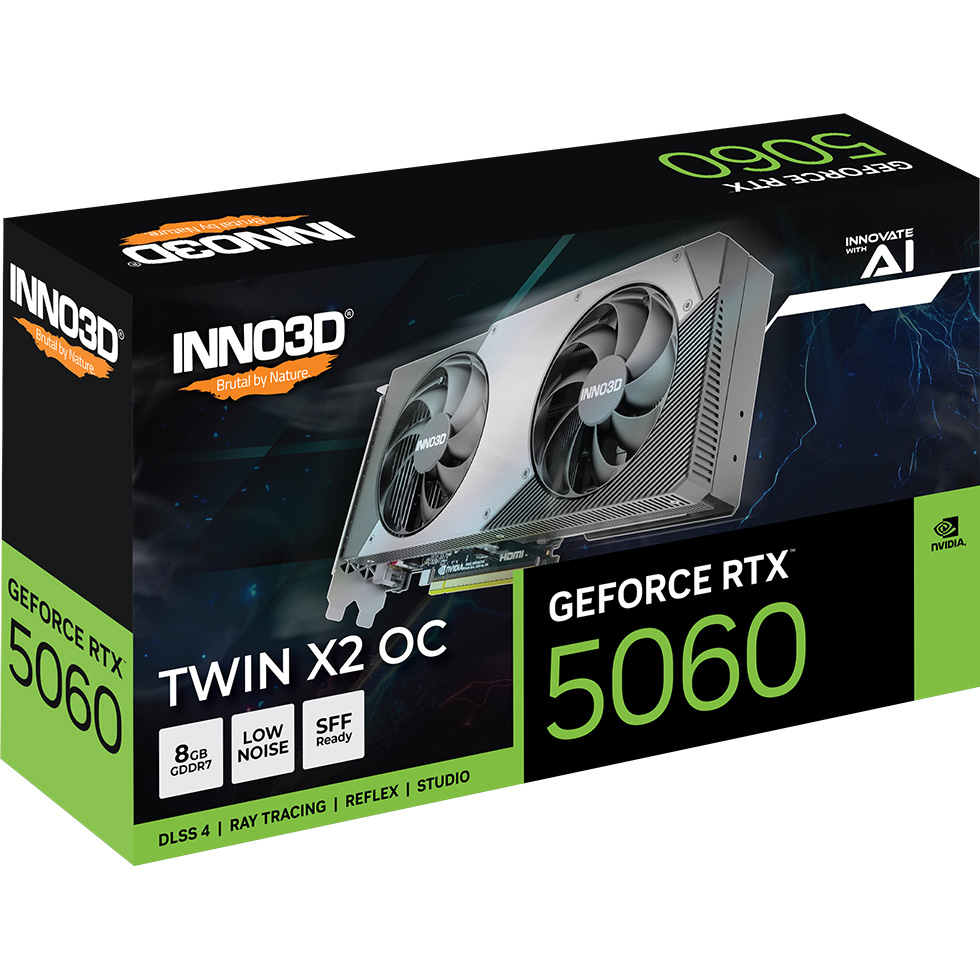 Відеокарта INNO3D GeForce 5060 Twin X2 OC 8GB GDDR7 (N50602-08D7X-195070N)
