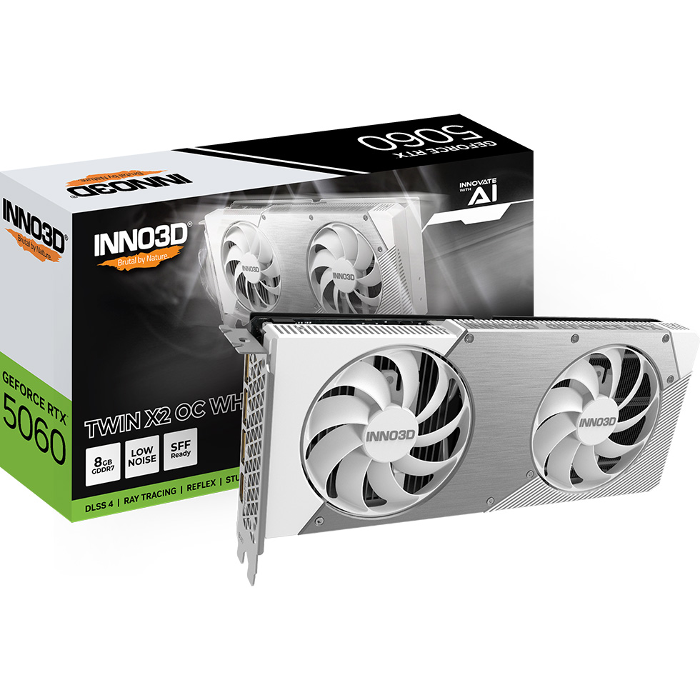 Видеокарта INNO3D GeForce RTX 5060 Twin X2 OC White 8GB GDDR7 (N50602-08D7X-195070W)