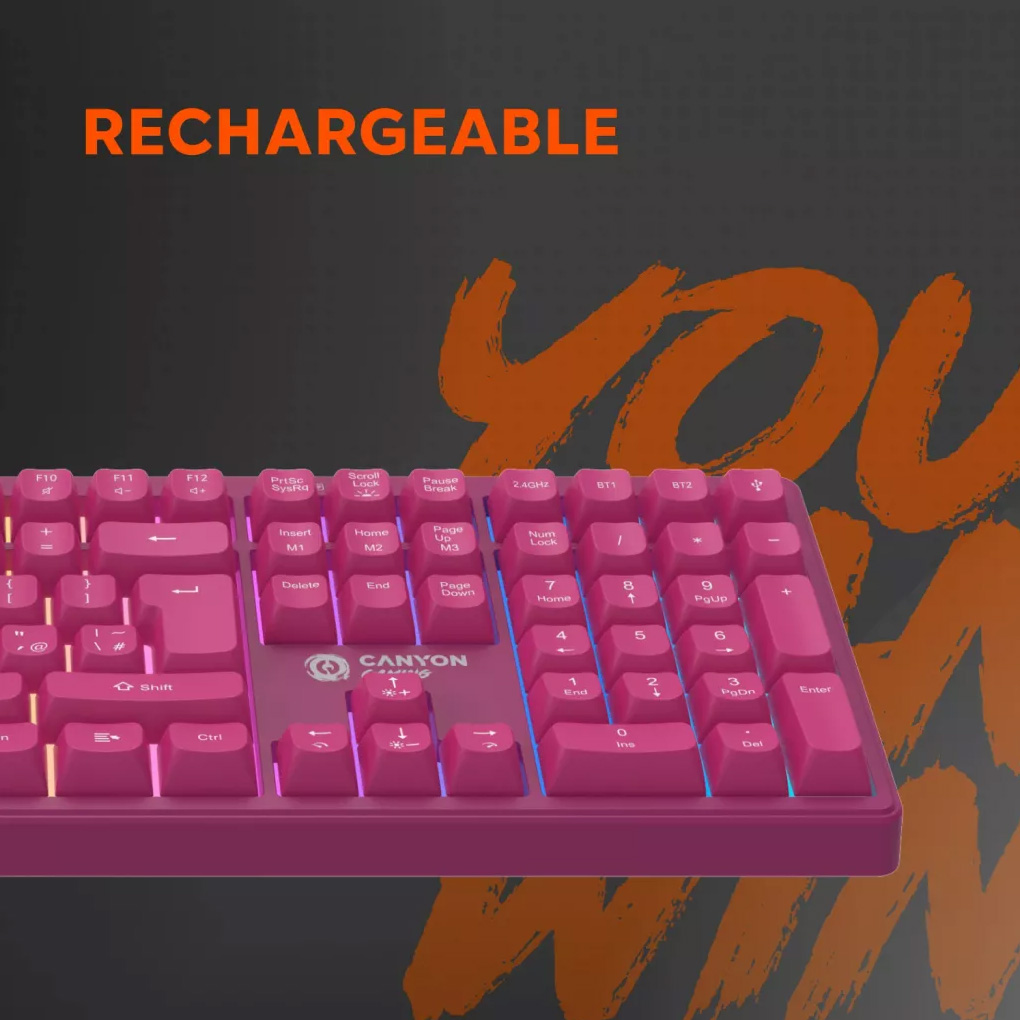 Клавіатура бездротова CANYON Fortnax GKW-2 Pink (CND-SKBW2)
