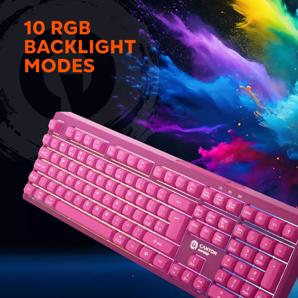 Клавіатура бездротова CANYON Fortnax GKW-2 Pink (CND-SKBW2)
