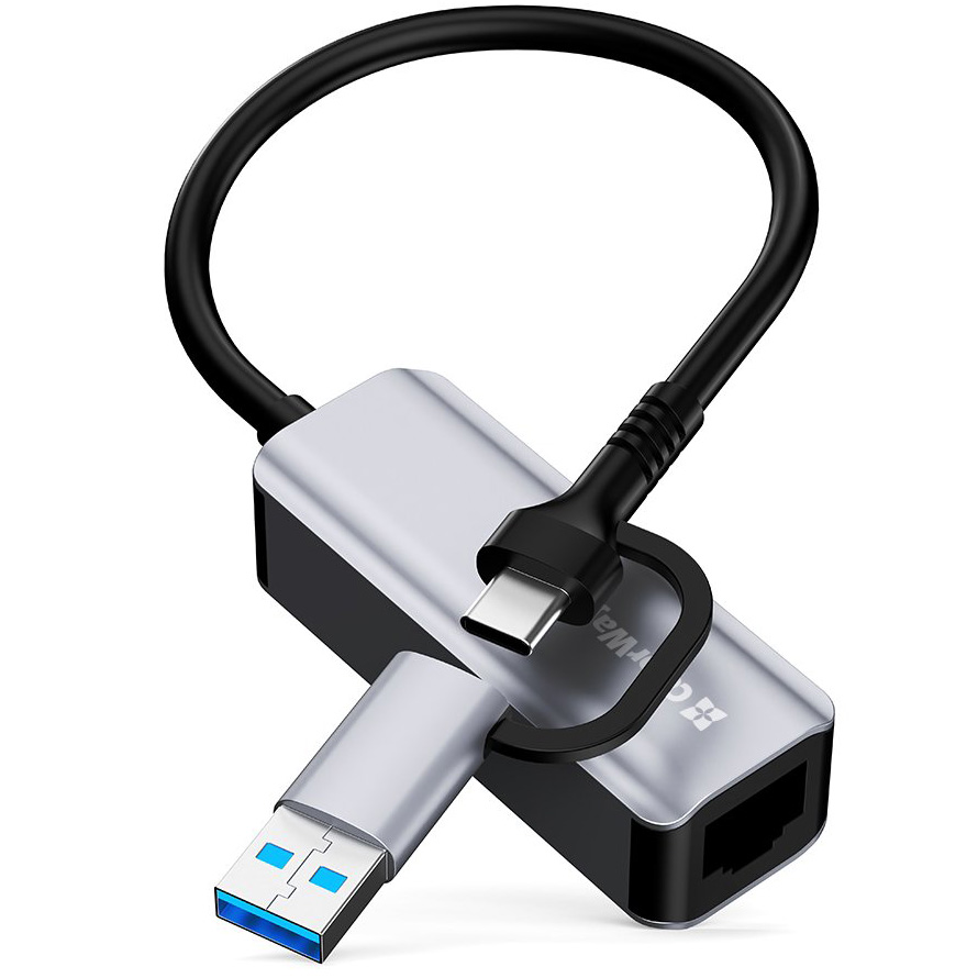 Мережевий адаптер COLORWAY USB-C/A 3.0 to RJ-45 Gigabit Ethernet