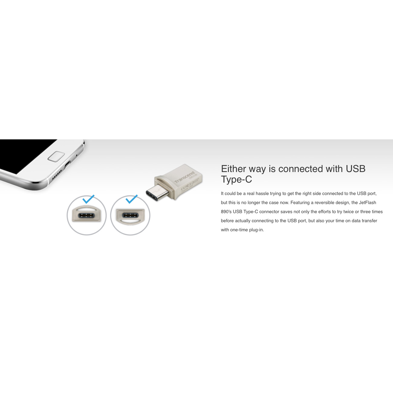 Флешка 128GB TRANSCEND JetFlash 890 USB 3.1 Type-C/USB-A (TS128GJF890S)