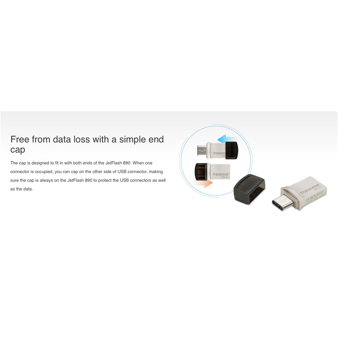Флэшка 256GB TRANSCEND JetFlash 890 USB 3.1 Type-C/USB-A (TS256GJF890S)