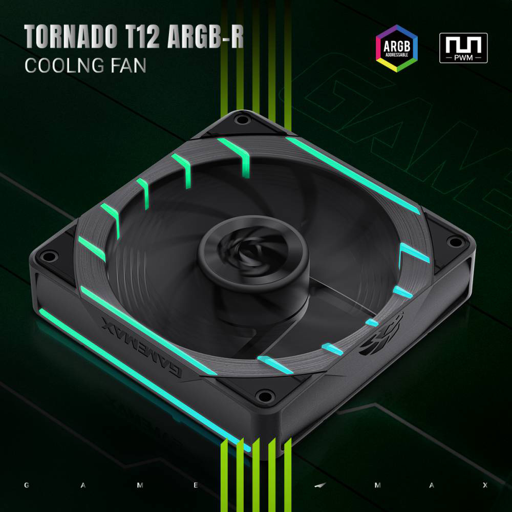 Вентилятор GAMEMAX Tornado T12 ARGB Reverse Black (TORNADO T12 ARGB-R)