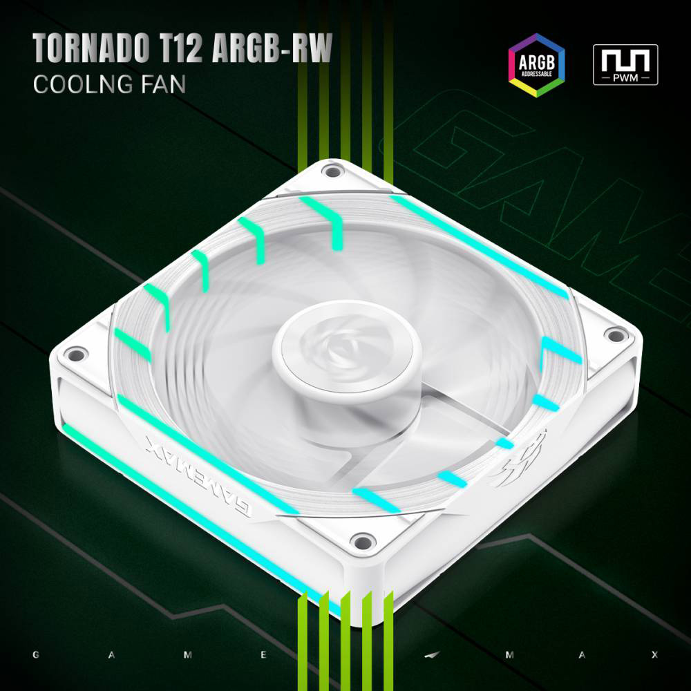 Вентилятор GAMEMAX Tornado T12 ARGB Reverse White (TORNADO T12 ARGB-RW)