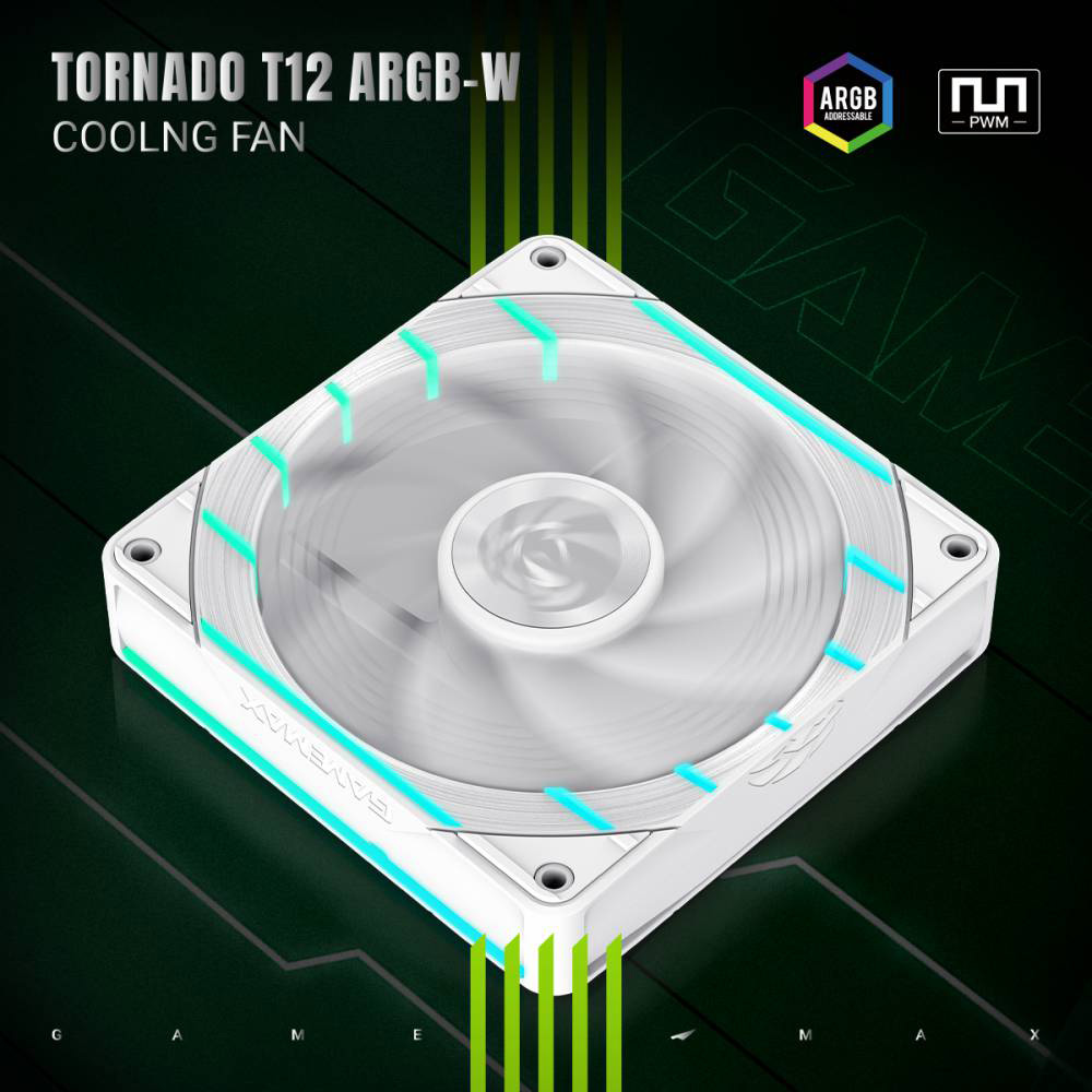 Вентилятор GAMEMAX Tornado T12 ARGB White (TORNADO T12 ARGB-W)