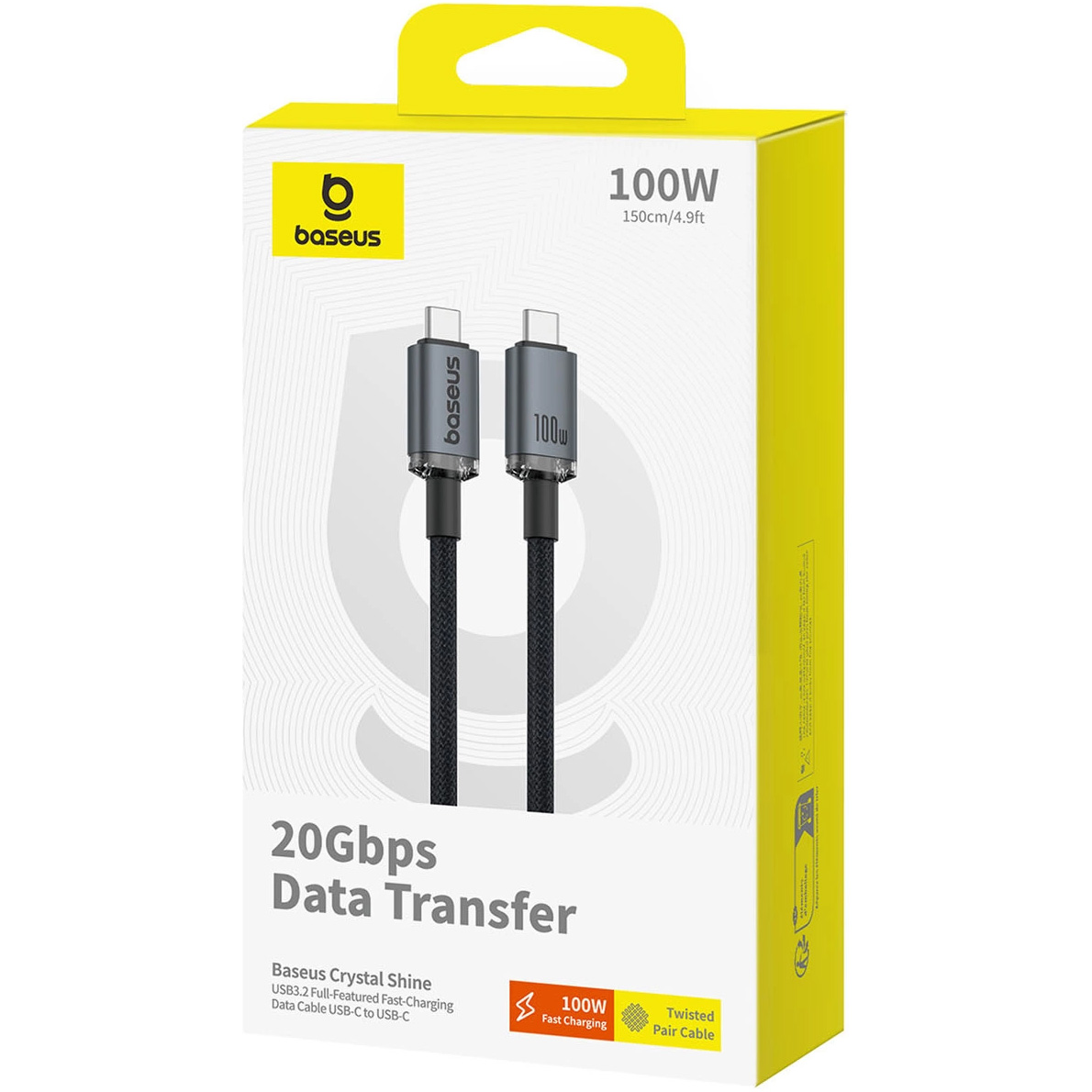 Кабель BASEUS Crystal Shine USB3.2 Full-Featured Fast Charging Data Cable USB-C to USB-C 100W 1.5м Black (P10318204111-00)