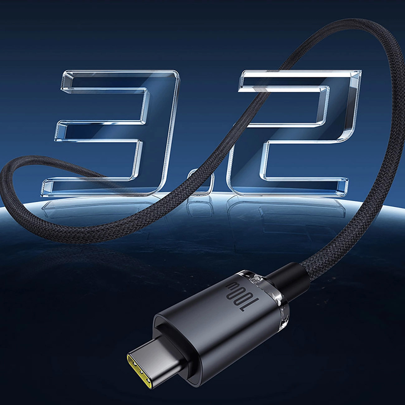 Кабель BASEUS Crystal Shine USB3.2 Full-Featured Fast Charging Data Cable USB-C to USB-C 100W 1.5м Black (P10318204111-00)