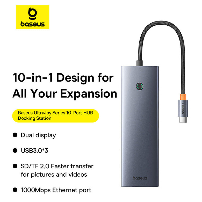 Порт-репликатор BASEUS UltraJoy Series USB-C 10-Port Hub Docking Station (B0005280C811-00)