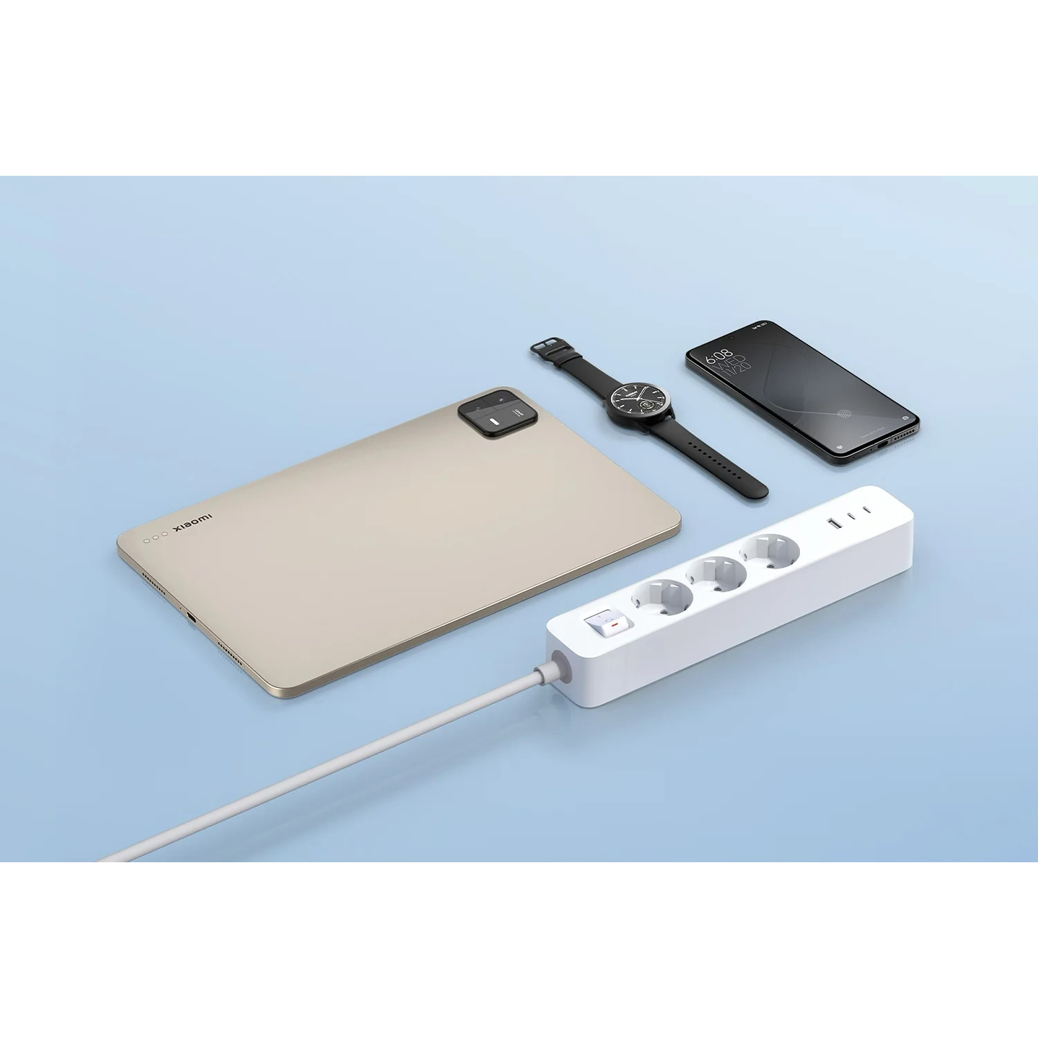 Удлинитель XIAOMI 20W Power Strip White, 3 розетки, 2xUSB-C, 1xUSB, 1.4м (BHR07UKEU)