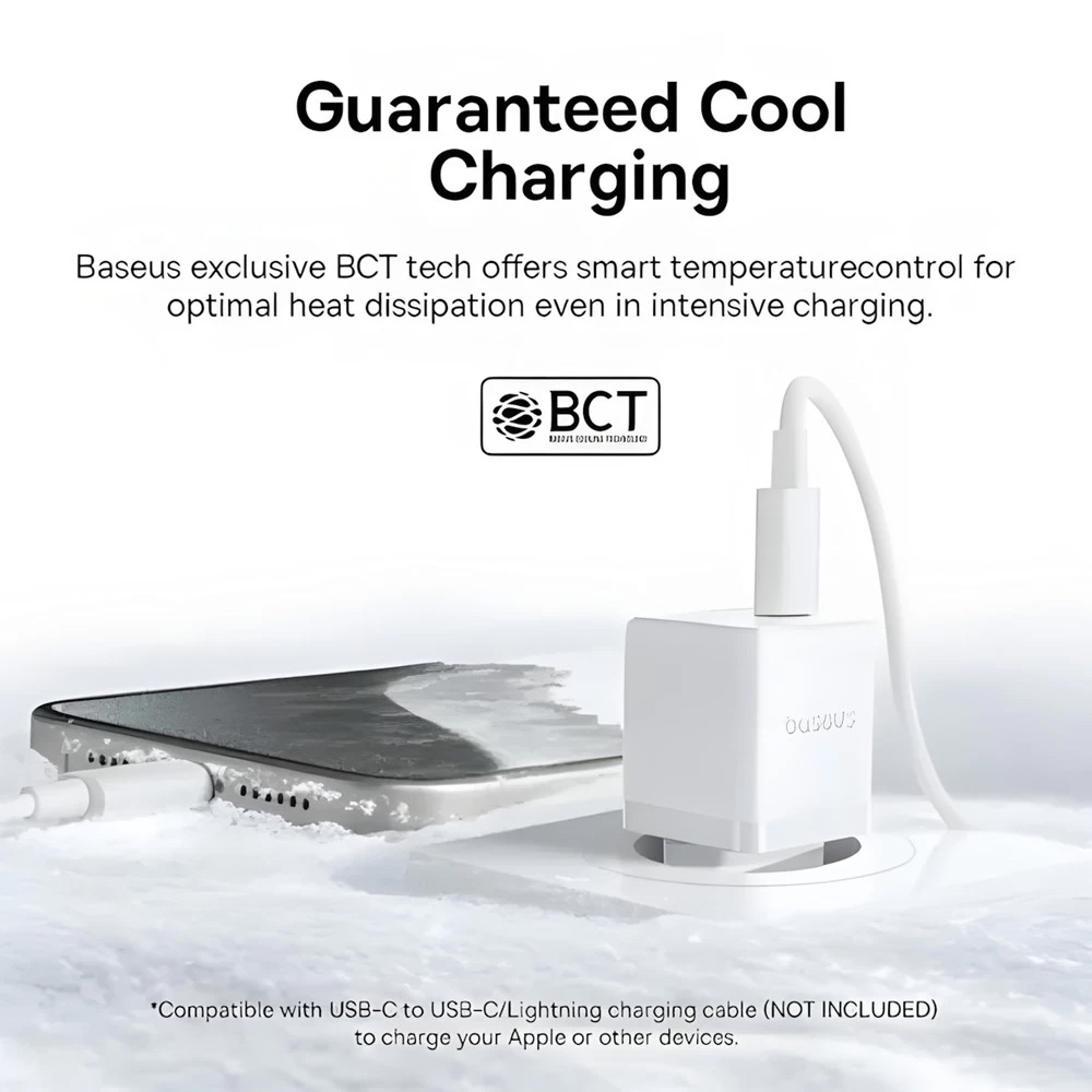 Зарядний пристрій BASEUS Palm Fast Charger C+U 20W EU White w/Type-C cable (P10111608213-01)
