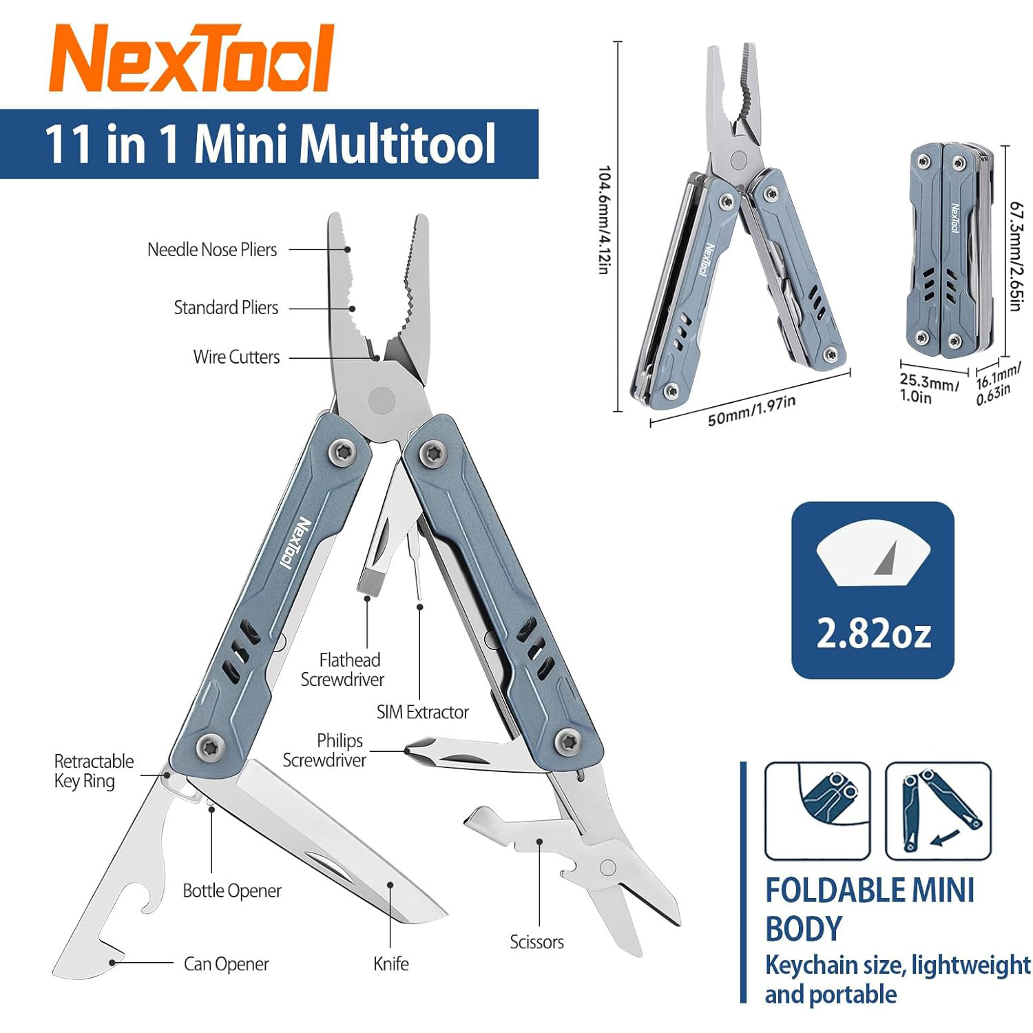 Мультитул NEXTOOL Mini Sailor Blue (NE20156B)