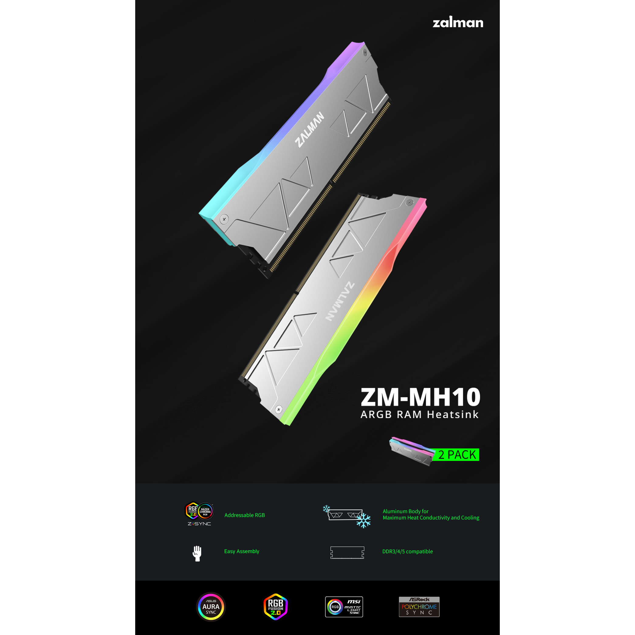 Радиатор для оперативной памяти ZALMAN MH10 2-pack