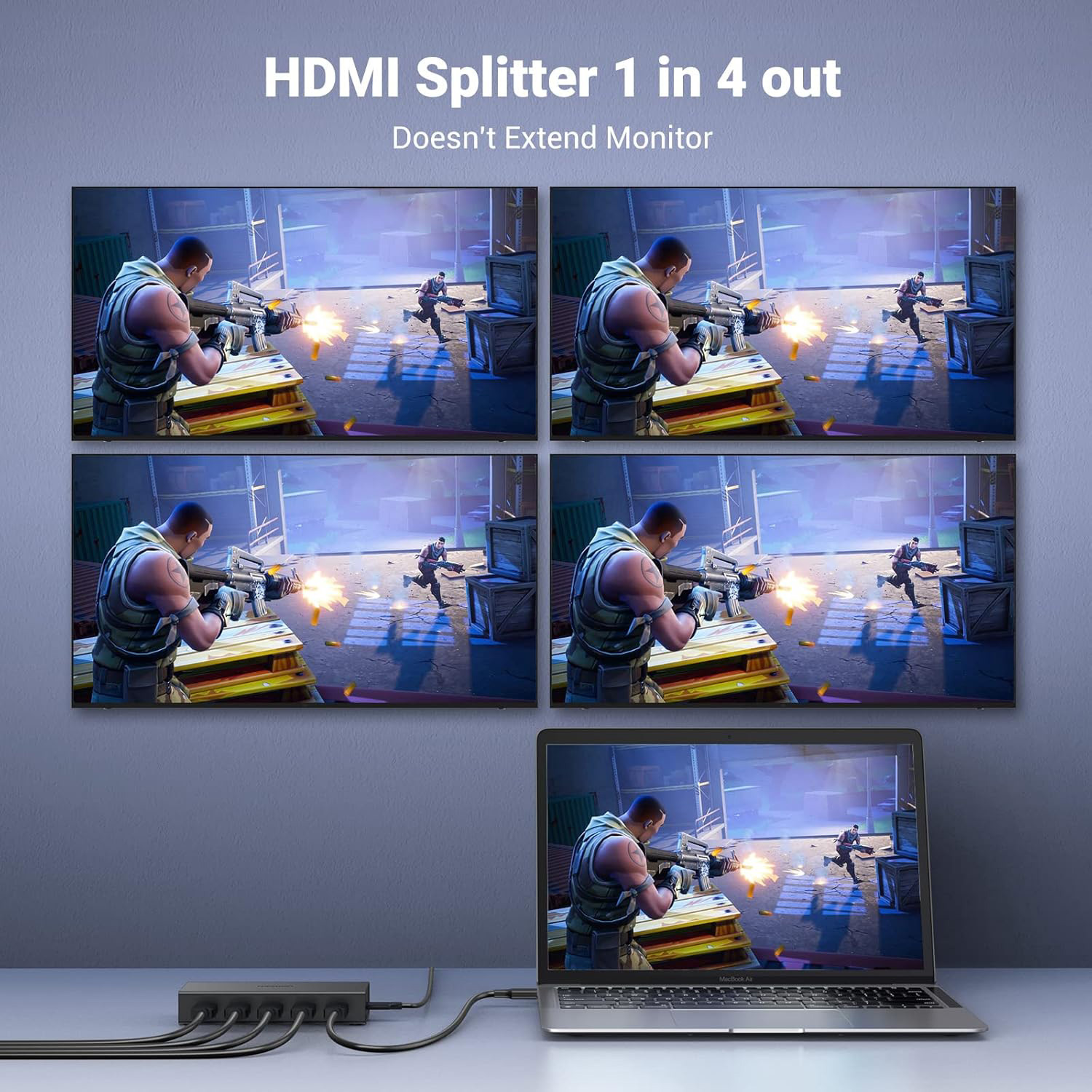 HDMI сплітер 1 to 4 UGREEN CM570 4-in-1 HDMI 2.0 Splitter 4K@60Hz (90514)