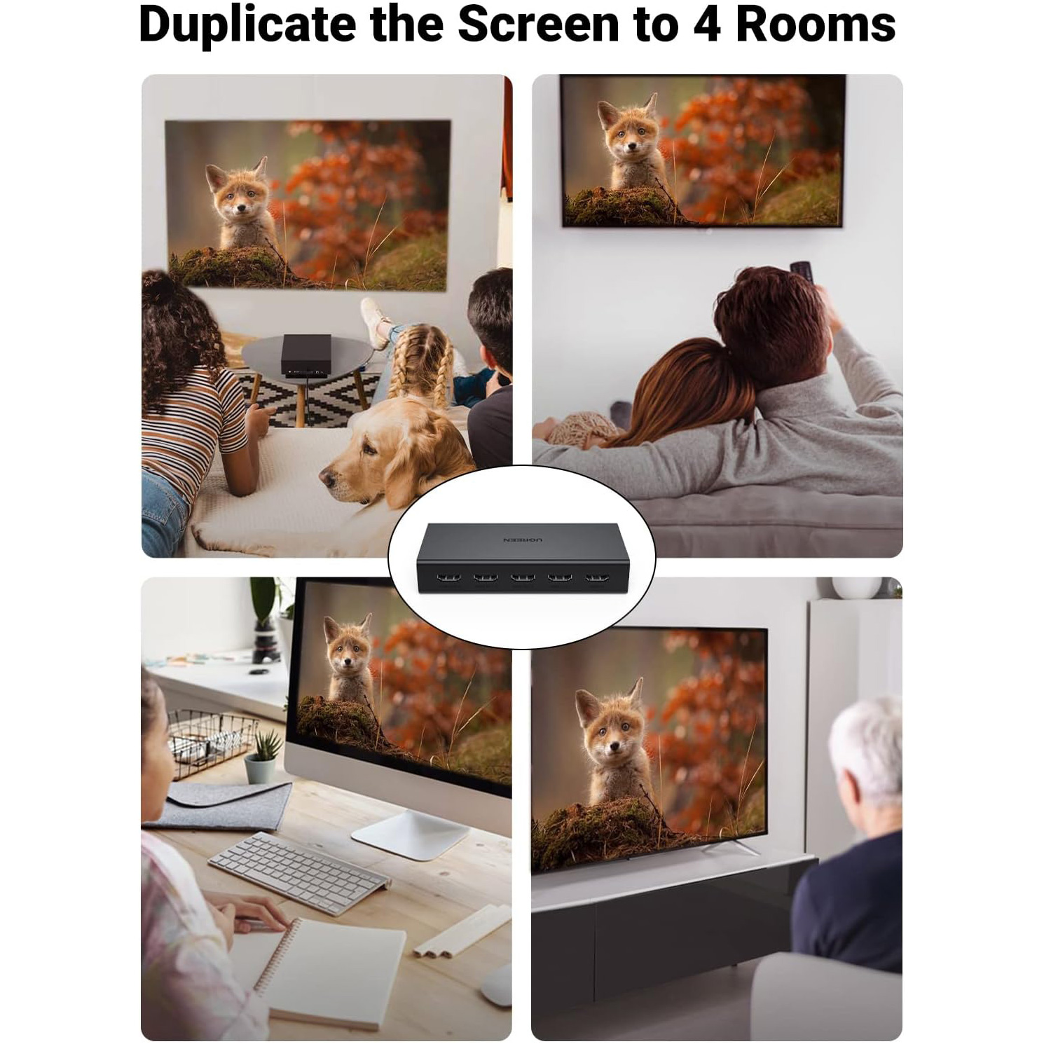 HDMI сплітер 1 to 4 UGREEN CM570 4-in-1 HDMI 2.0 Splitter 4K@60Hz (90514)