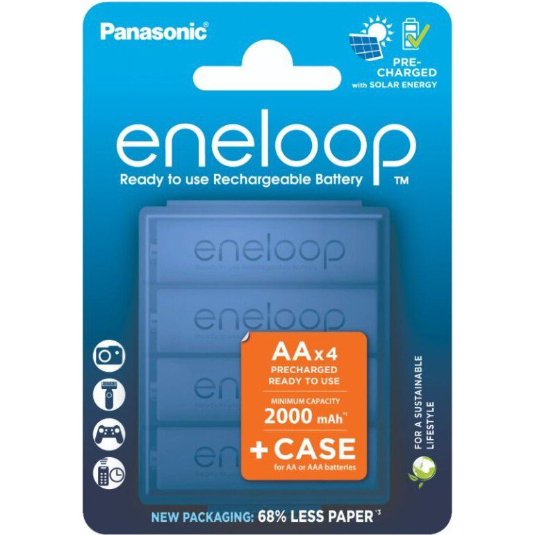 Аккумулятор PANASONIC Eneloop + Case AA 2000mAh 4шт/уп (BK-3MCDE/4CP+CASE)