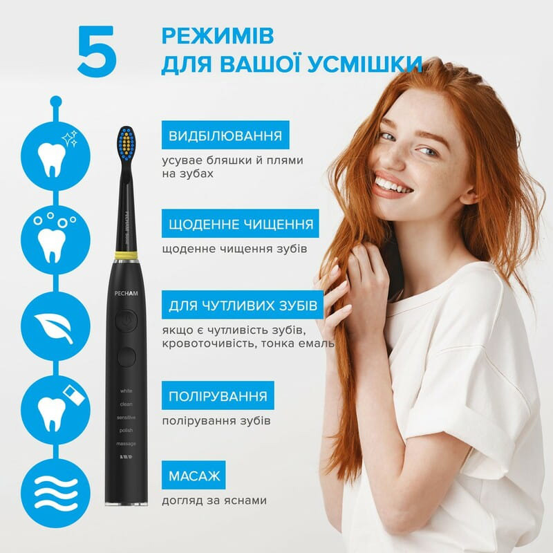 Електрична зубна щітка PECHAM Travel PC-085 Black