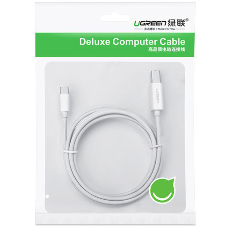 Кабель UGREEN US241 USB-C to USB 2.0 Printer Cable 1.5м White (40417)