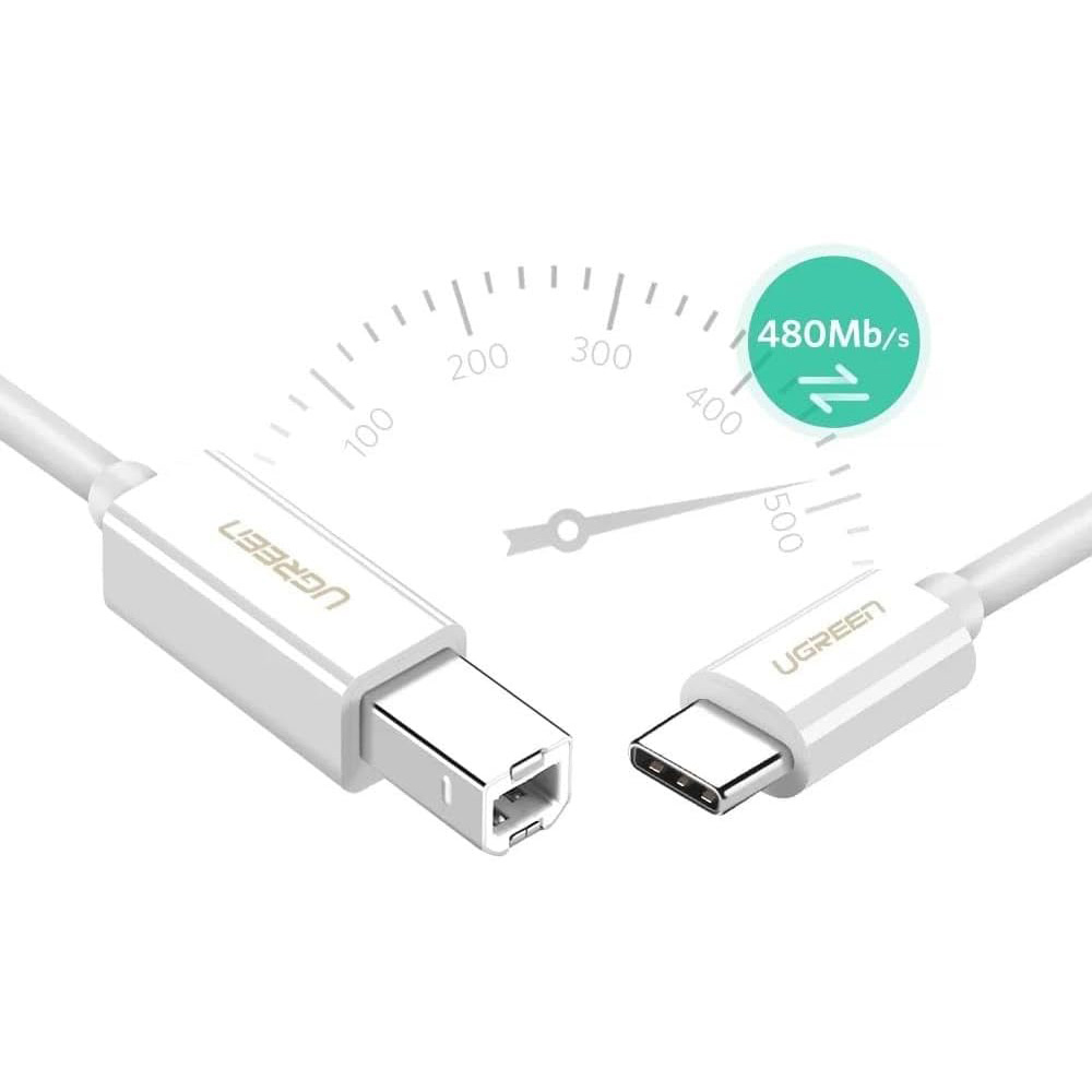 Кабель UGREEN US241 USB-C to USB 2.0 Printer Cable 1.5м White (40417)