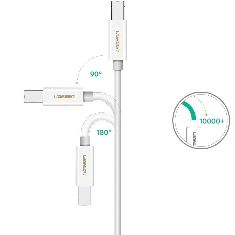 Кабель UGREEN US241 USB-C to USB 2.0 Printer Cable 1.5м White (40417)