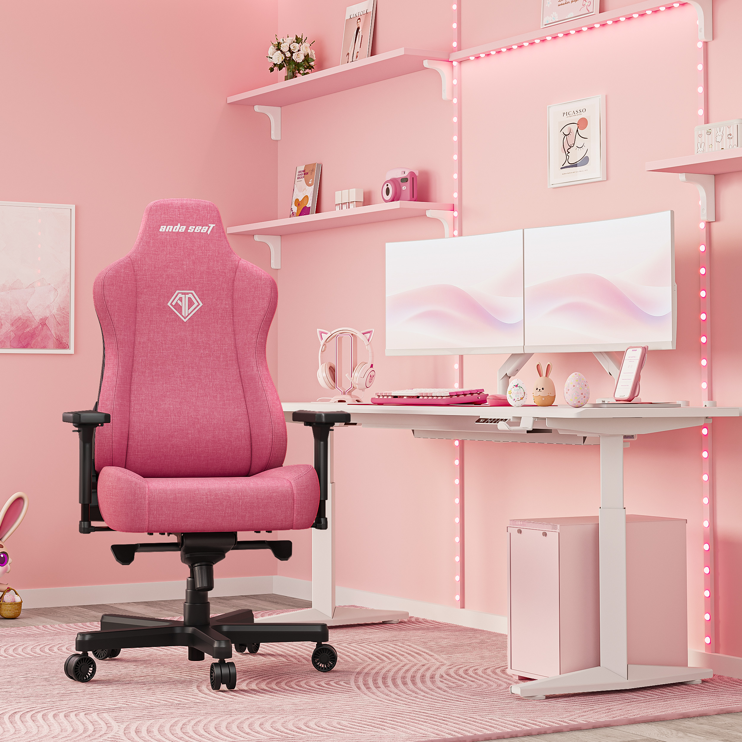 Крісло геймерське ANDA SEAT Kaiser 3E XL Pink Fabric