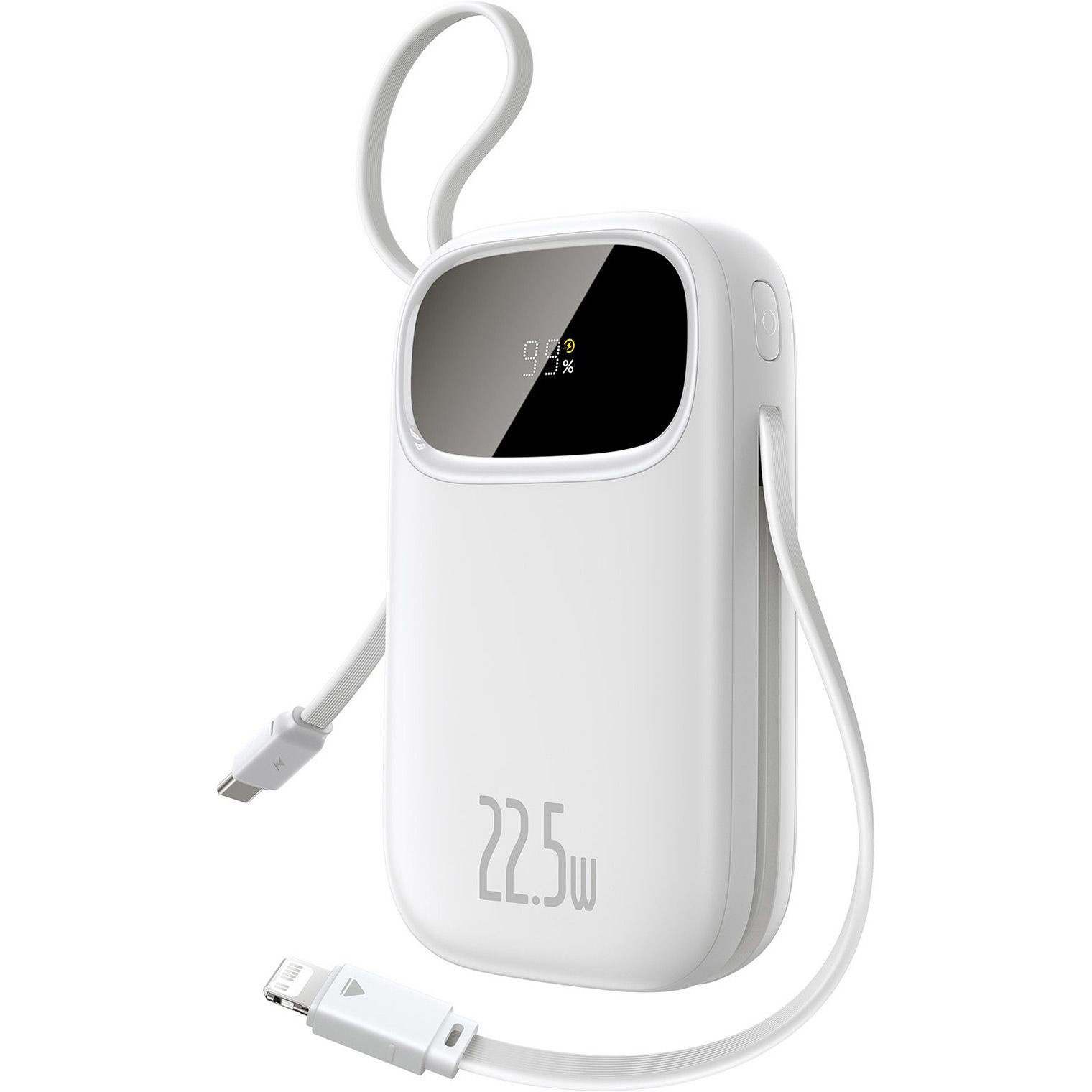 Повербанк BASEUS EnerFill FC31 QPow3 Digital Display with 2 Built-in Cables 22.5W 20000mAh Moon White (P10082107213-00)
