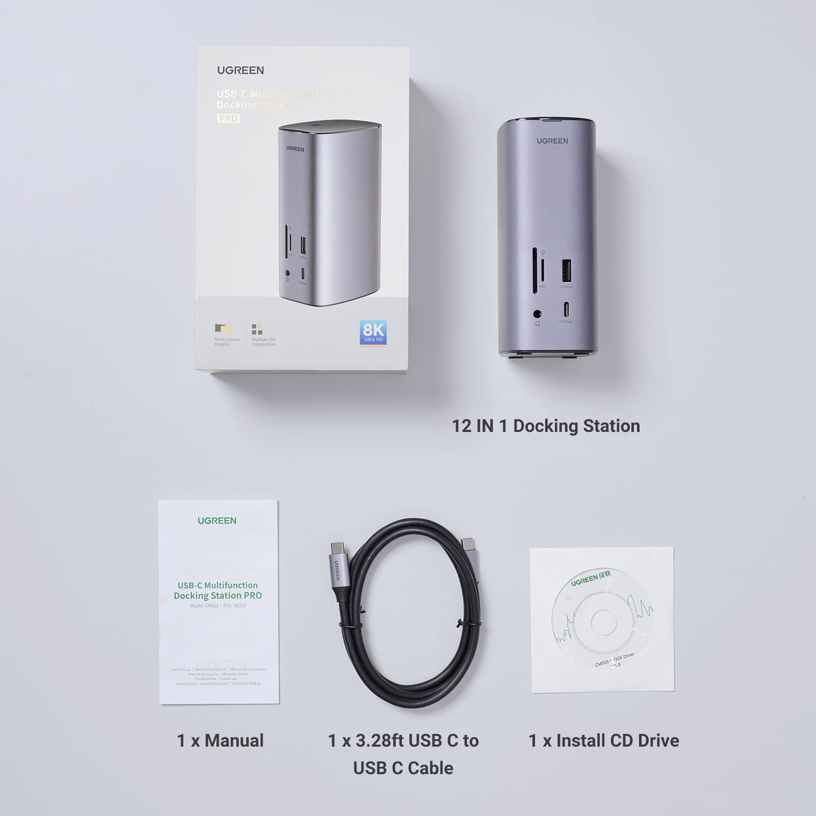 Порт-реплікатор UGREEN CM555 Revodok Pro 312 12-in-1 Universal Docking Station (90325)