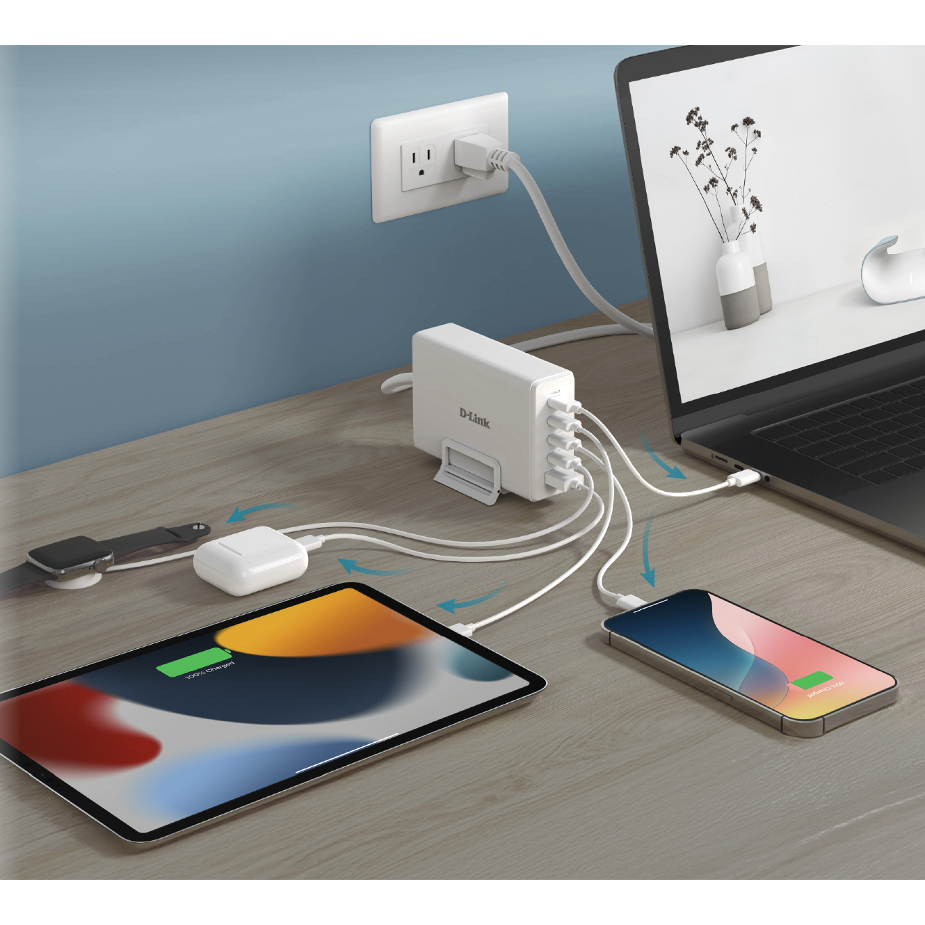 Зарядний пристрій D-LINK DCF-241 4xUSB-C, 1xUSB-A, 240W GaN Charger White